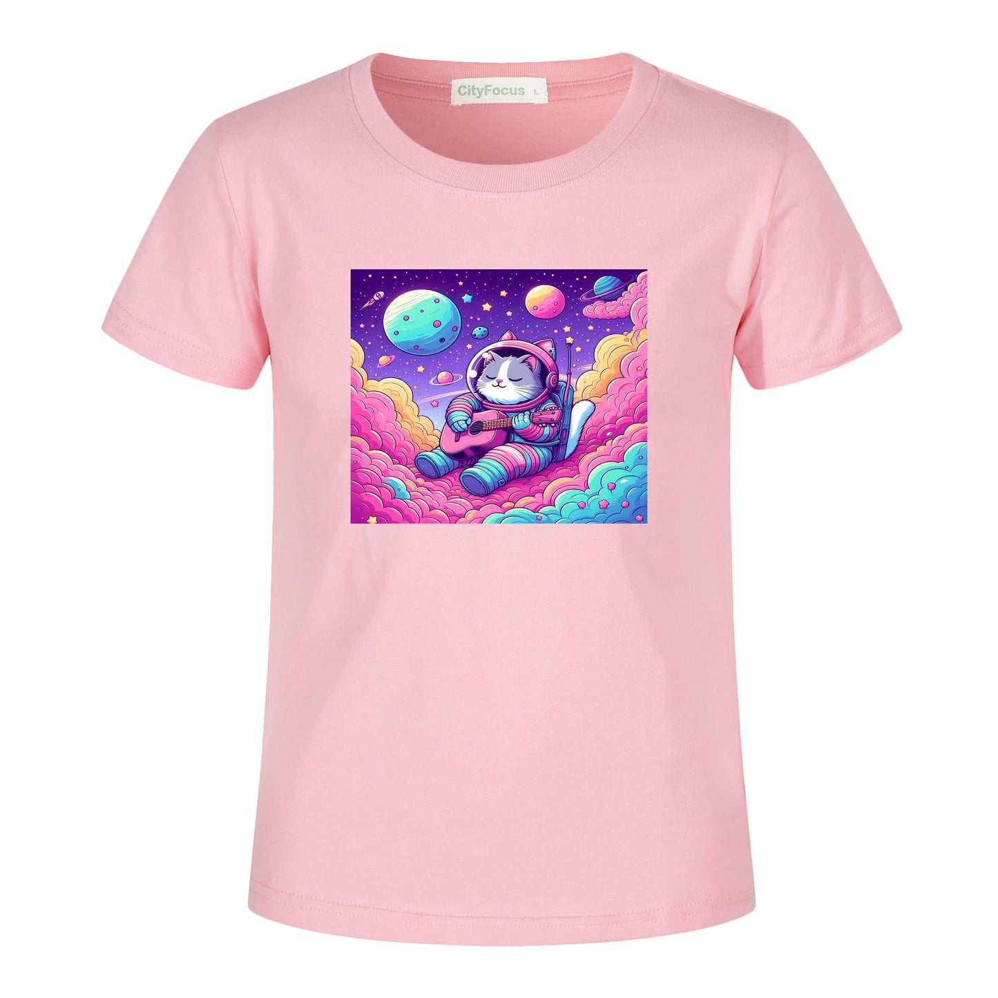 Cosmic Kitty Astronaut Kids T-Shirt 100% cotton 1 - Fun and Out-of-This-World