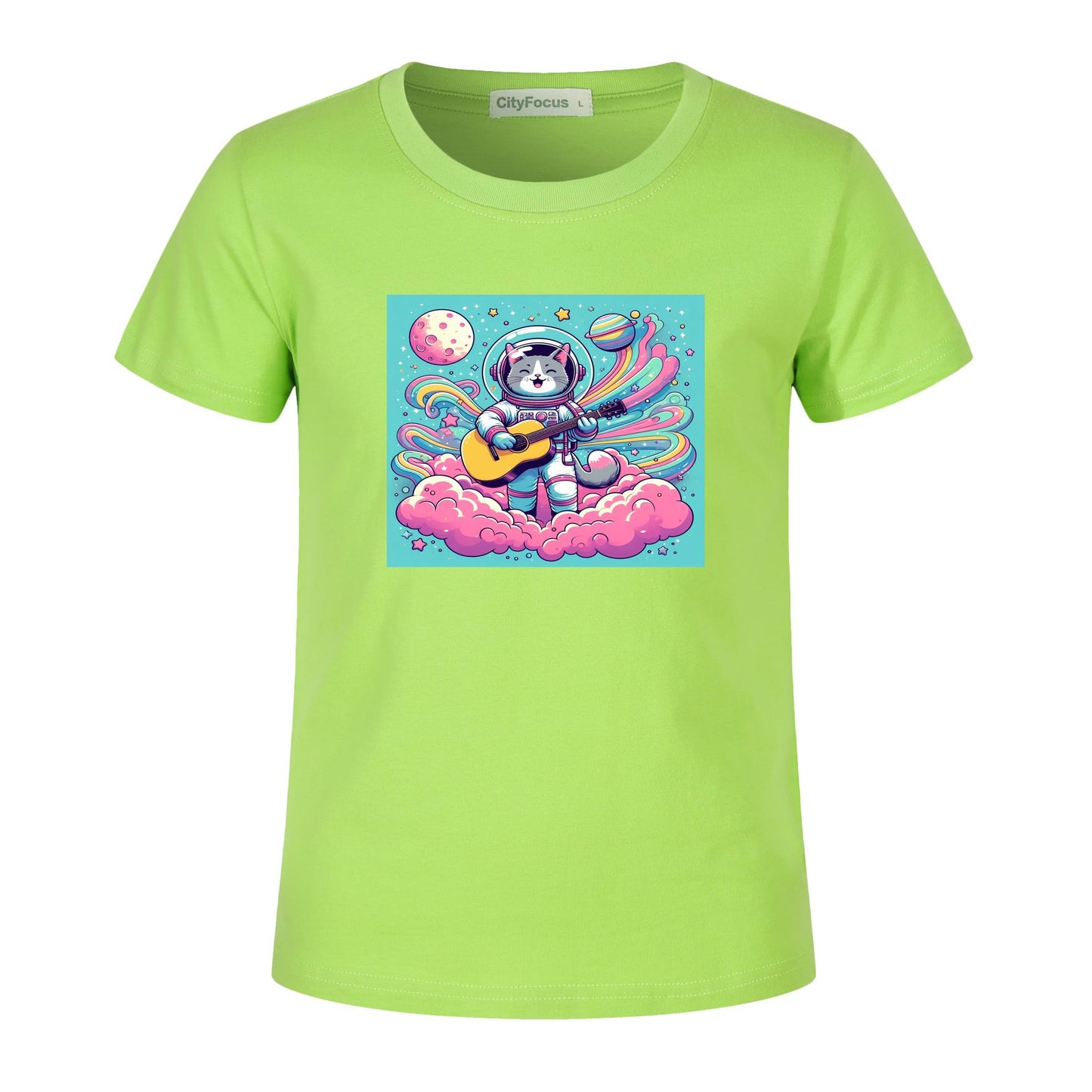 Cosmic Kitty Astronaut Kids T-Shirt 100% cotton 11 - Fun and Out-of-This-World