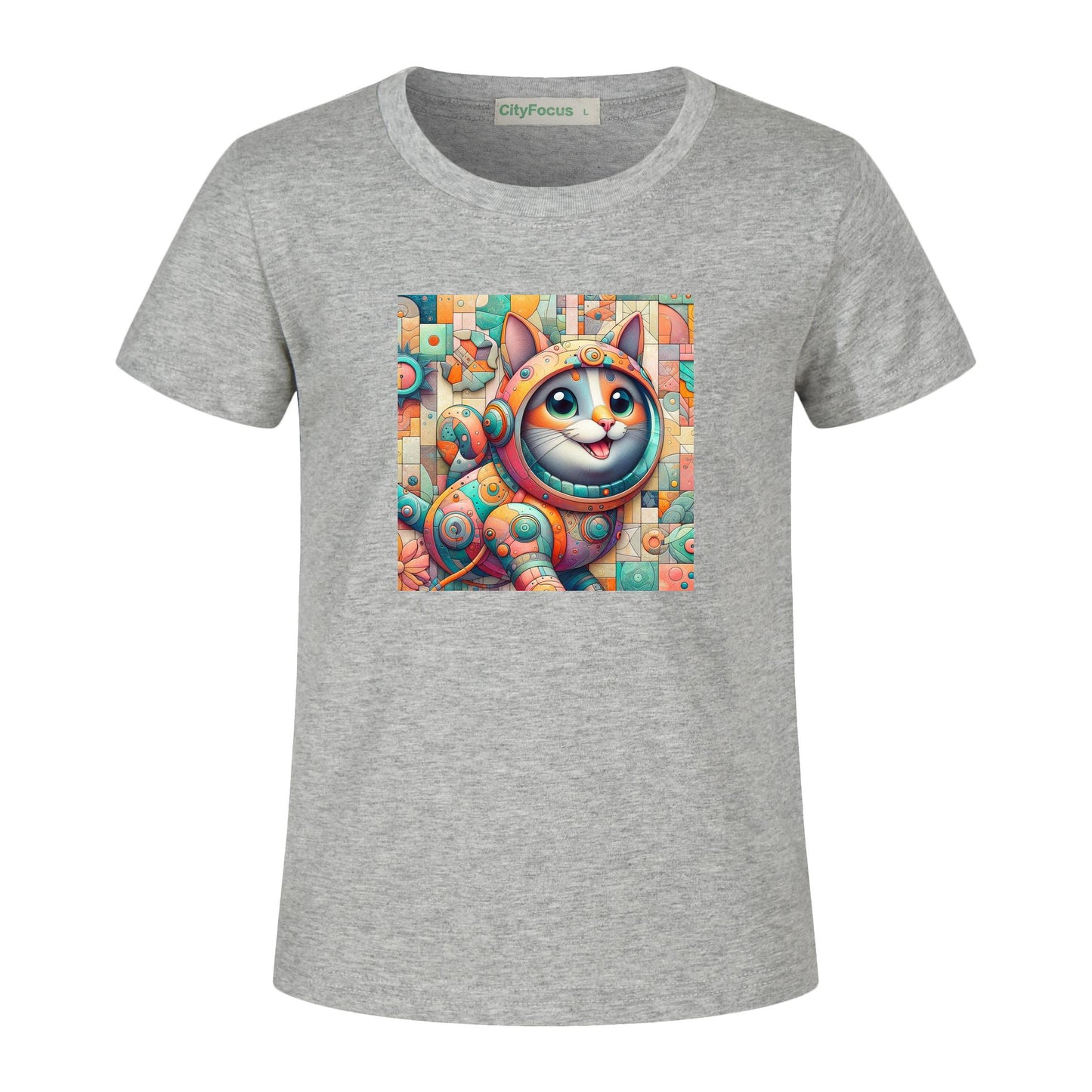 Futuristic Feline Fun Kids Tee 1