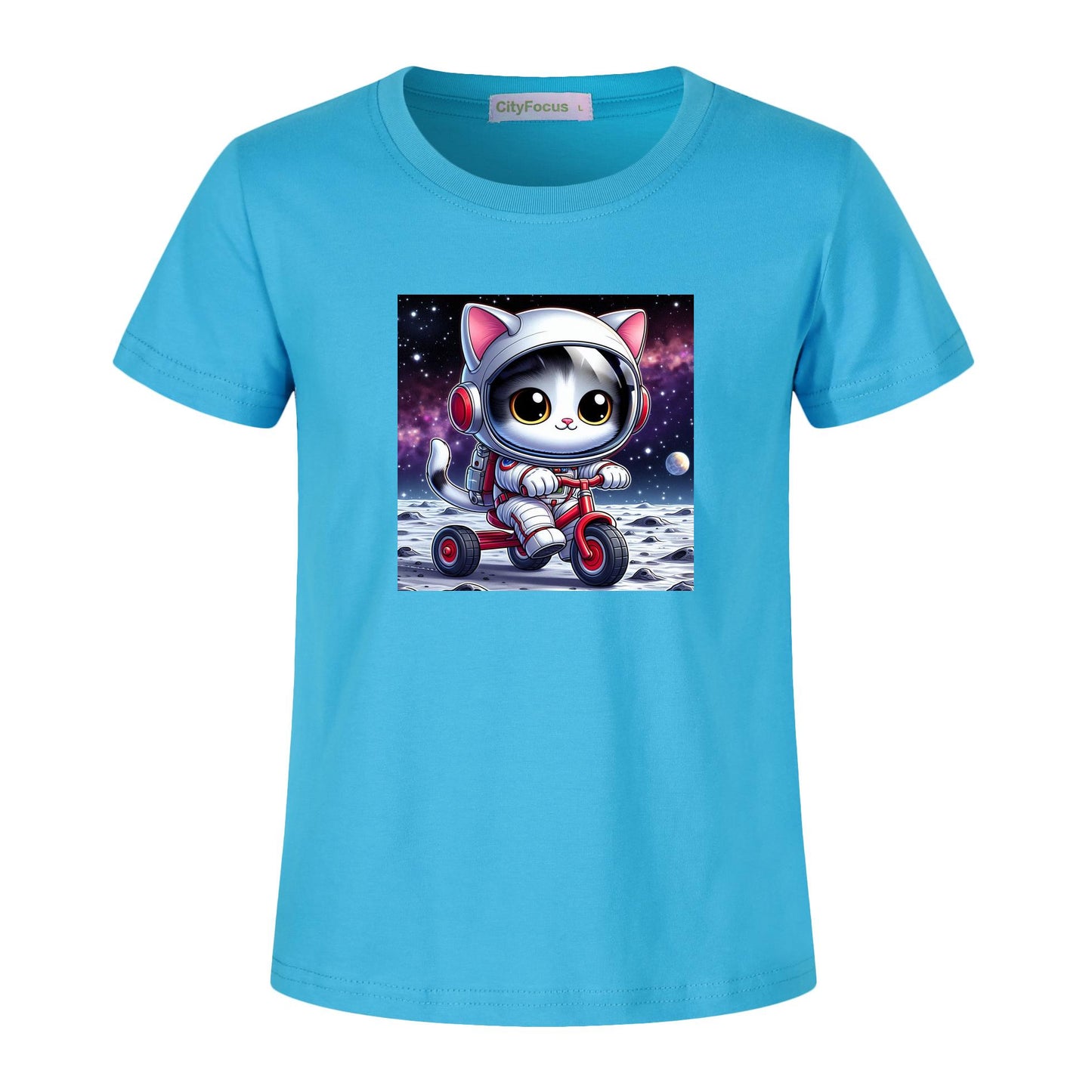 Cosmic Tricycle Cat Kids Tee 2