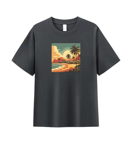 Sunset Serenity 3 - 100% Cotton Tropical Beach T-Shirt Design