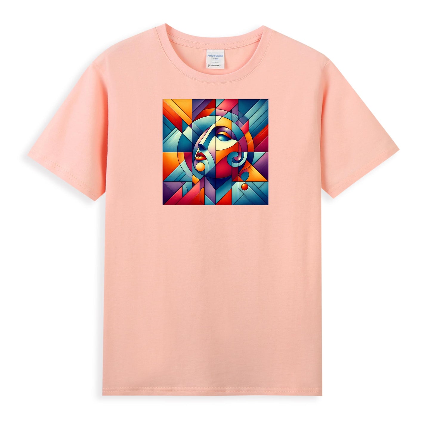 Women's 100% Cotton Tee - Geometric Grace in Abstract Portrait