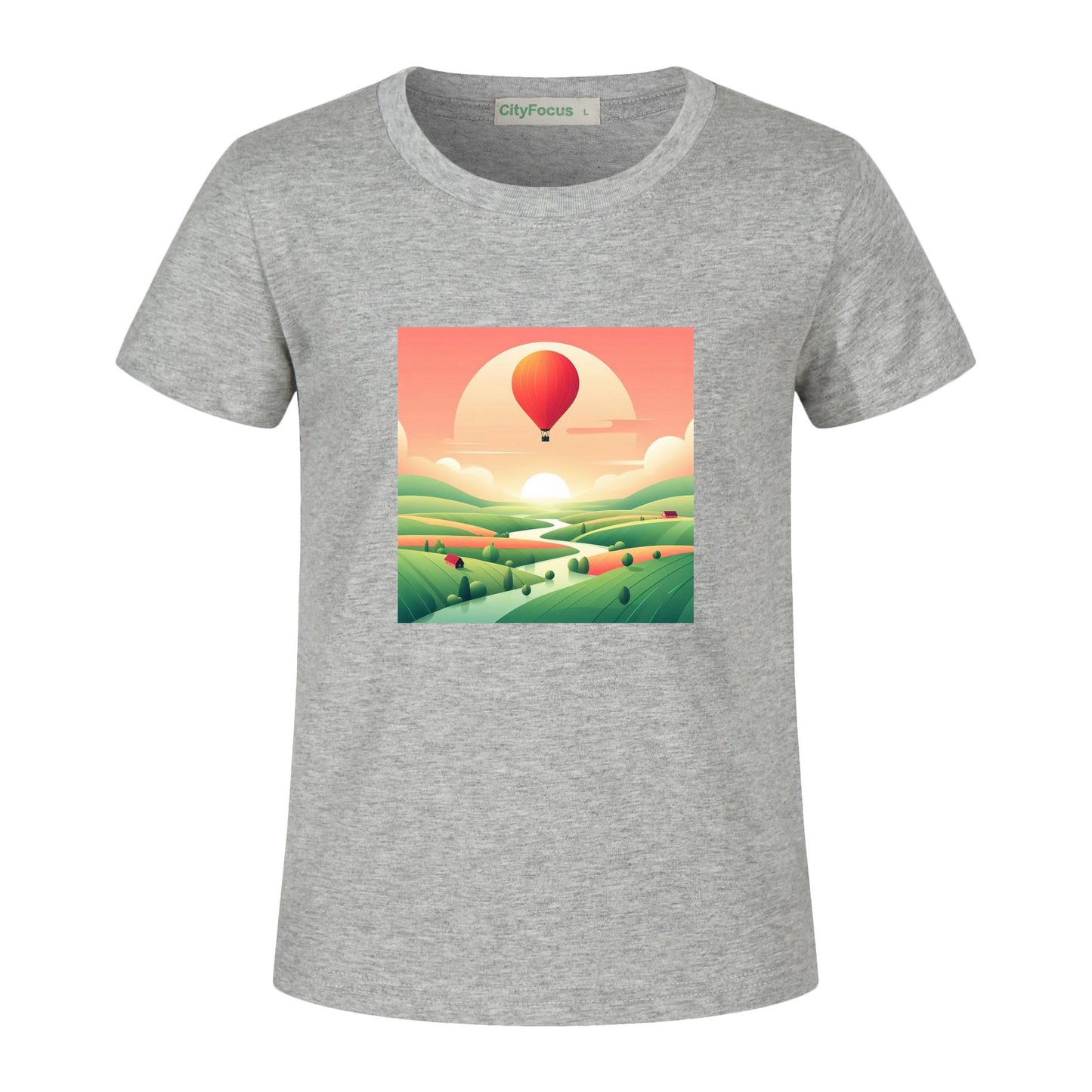 Hot Air Balloon Journey 3- 100% Cotton Sunset Kids T-Shirt