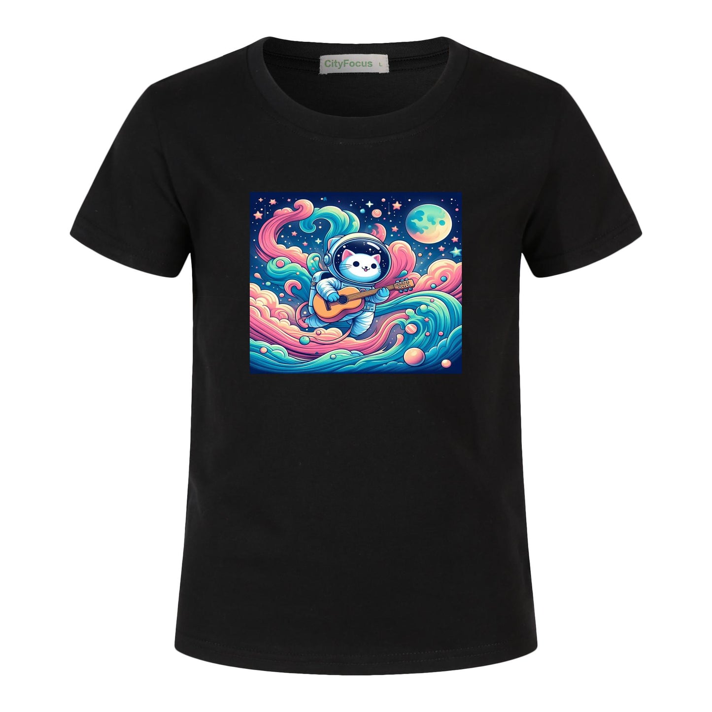 Cosmic Kitty Astronaut Kids T-Shirt 100% cotton 9 - Fun and Out-of-This-World