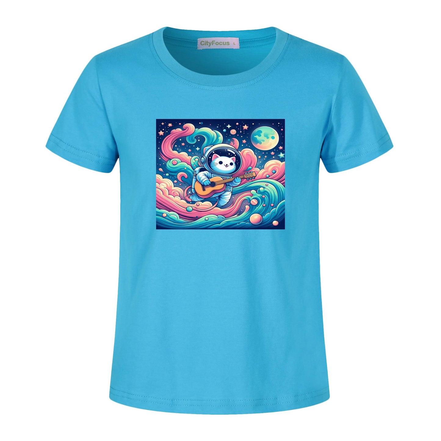 Cosmic Kitty Astronaut Kids T-Shirt 100% cotton 9 - Fun and Out-of-This-World