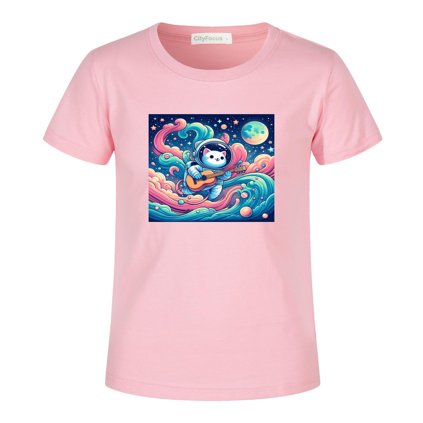 Cosmic Kitty Astronaut Kids T-Shirt 100% cotton 9 - Fun and Out-of-This-World