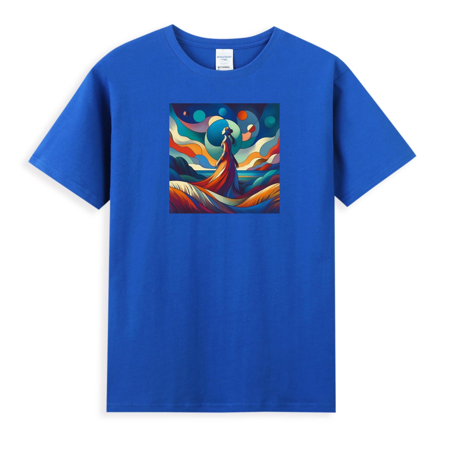 Women's Graphic T-Shirt - Divine Feminine in Abstract Celestial Landscape