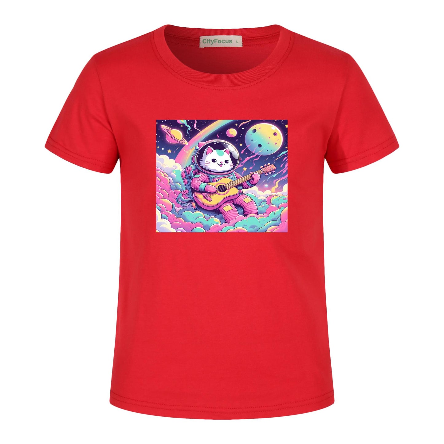 Cosmic Kitty Astronaut Kids T-Shirt 100% cotton 8 - Fun and Out-of-This-World