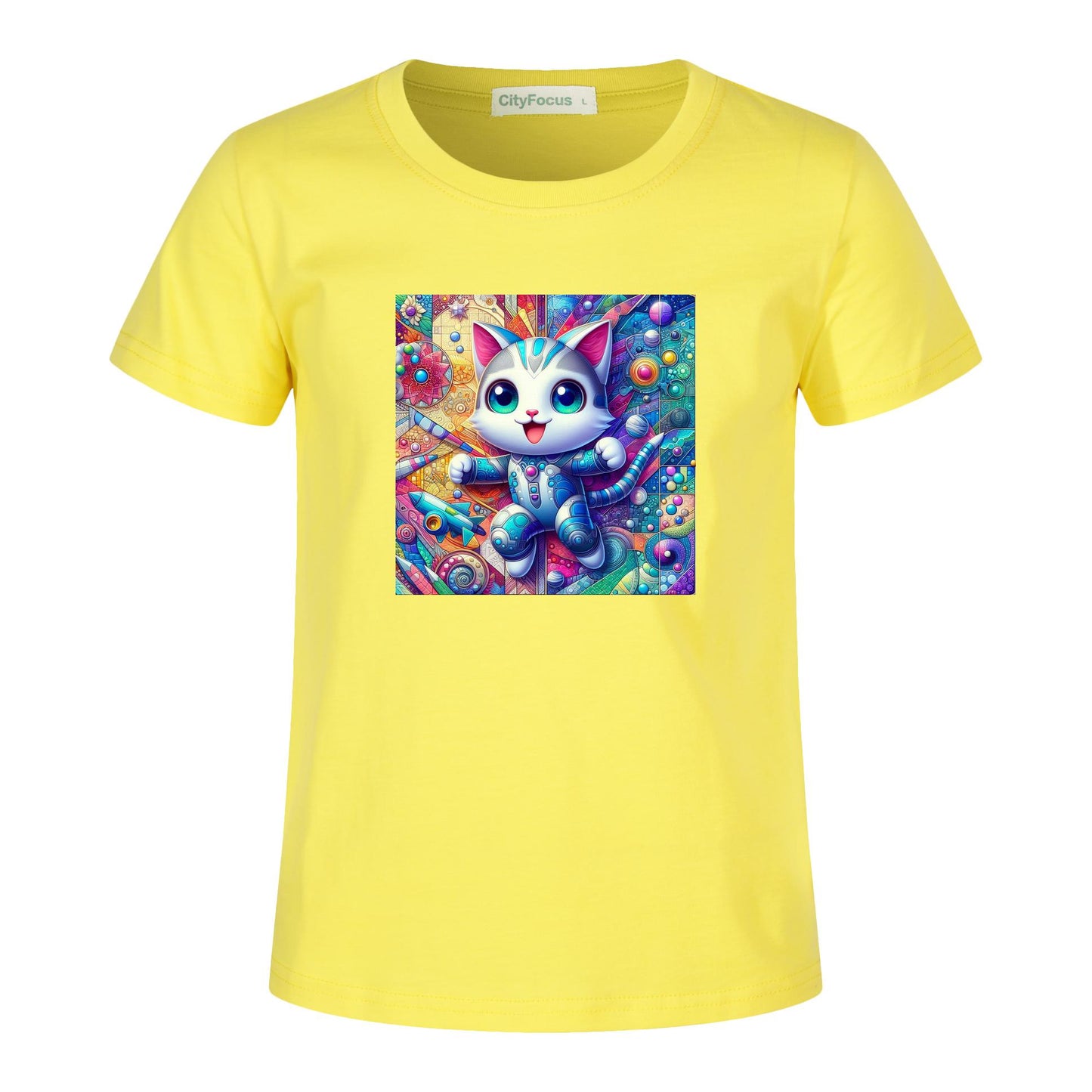 Futuristic Feline Fun Kids Tee 6