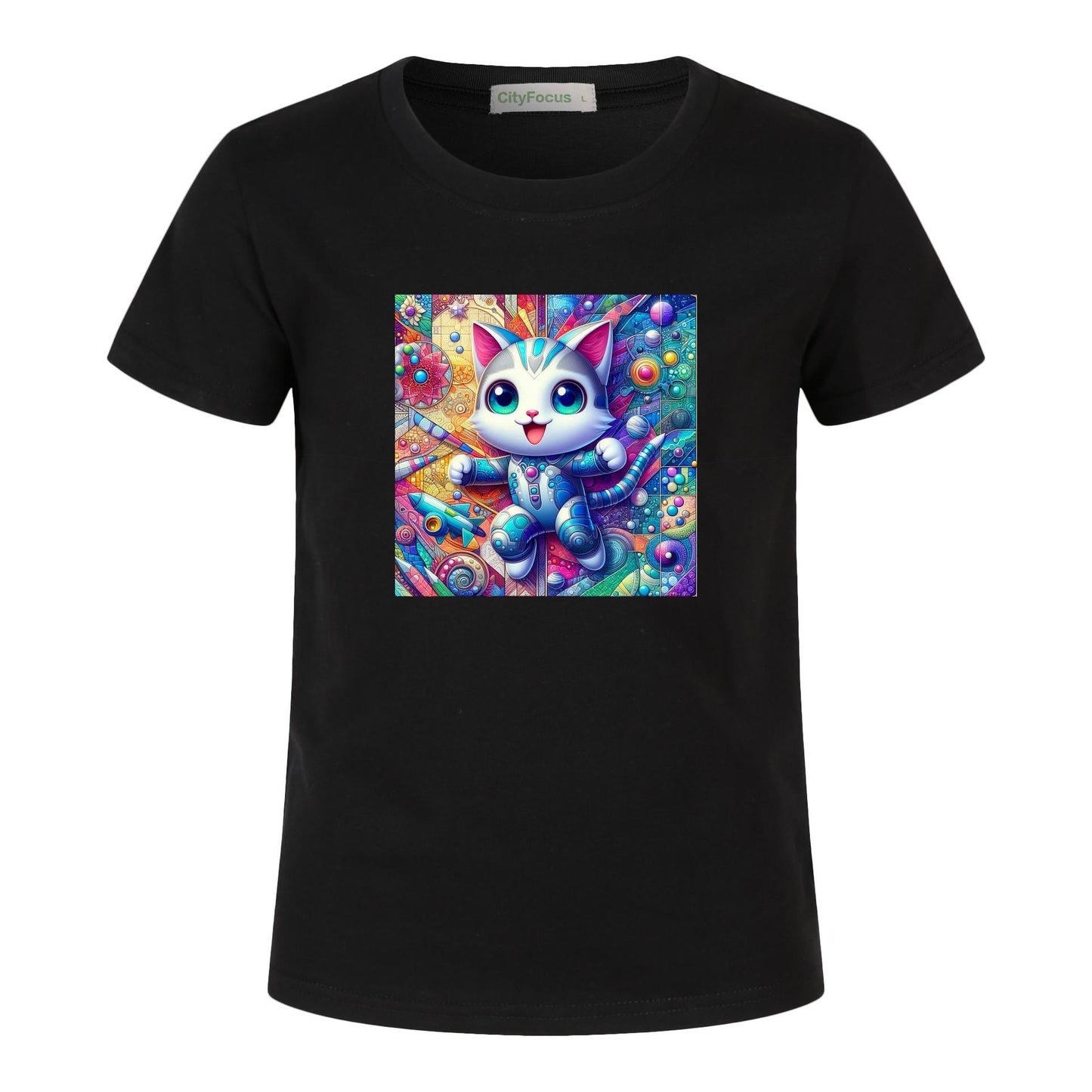 Futuristic Feline Fun Kids Tee 6