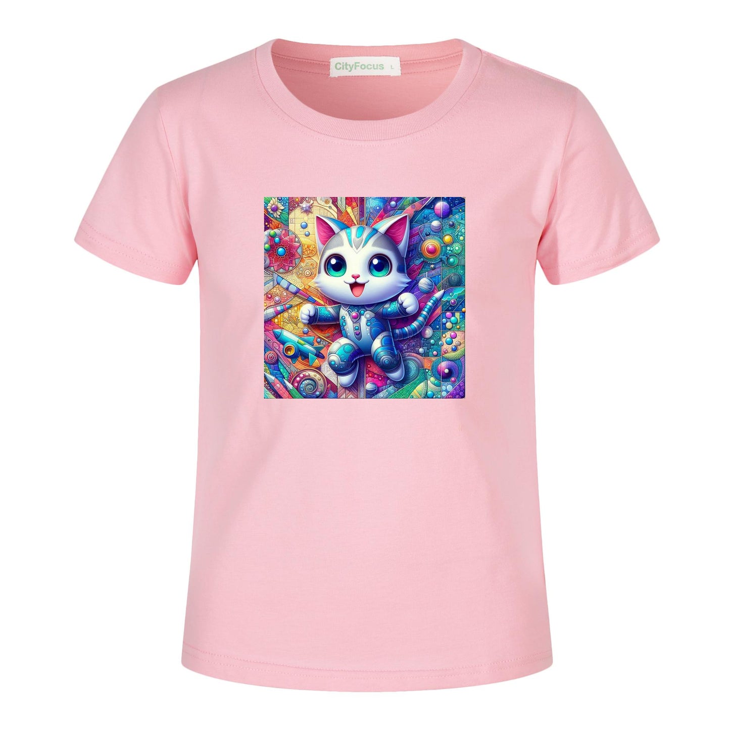 Futuristic Feline Fun Kids Tee 6