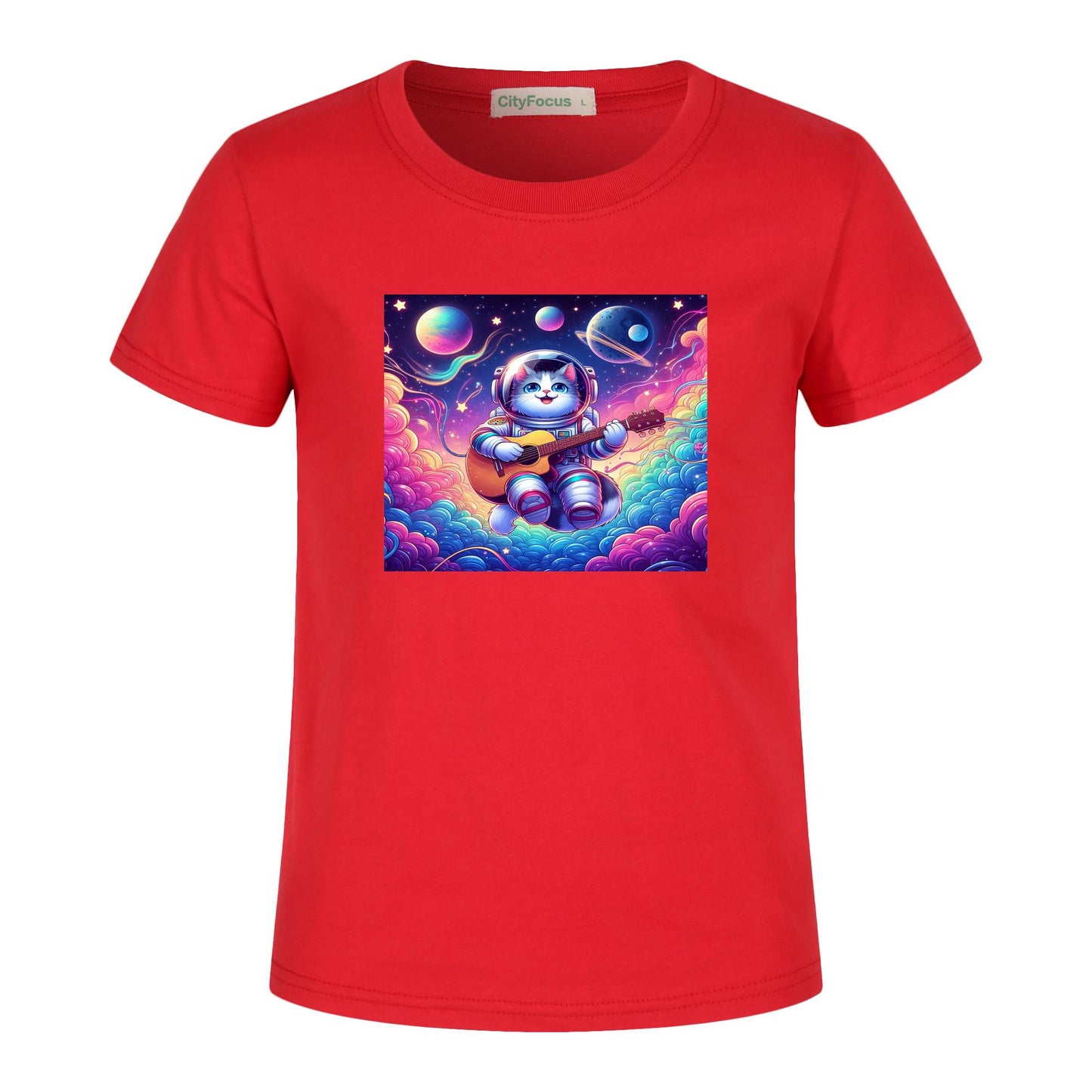 Cosmic Kitty Astronaut Kids T-Shirt 100% cotton 10 - Fun and Out-of-This-World