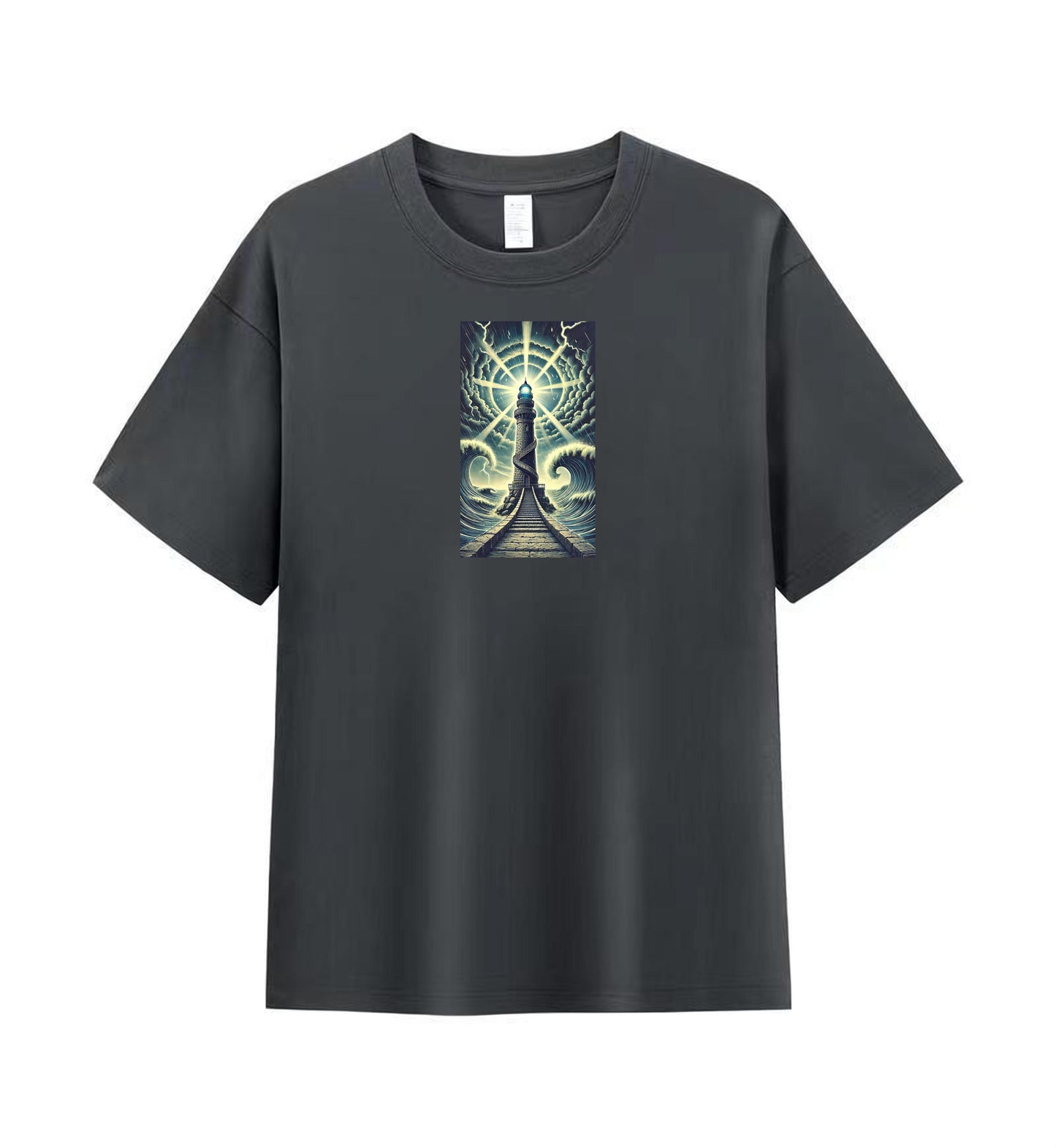 100% Cotton Men's Tee with Unique Lighthouse Artwork