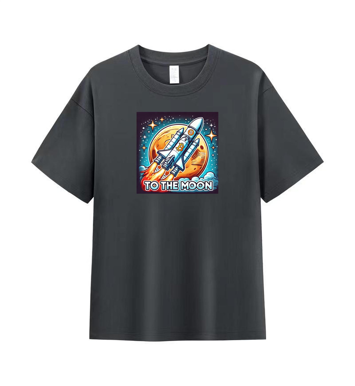 Bitcoin to the Moon Rocket Men's Cotton Tee