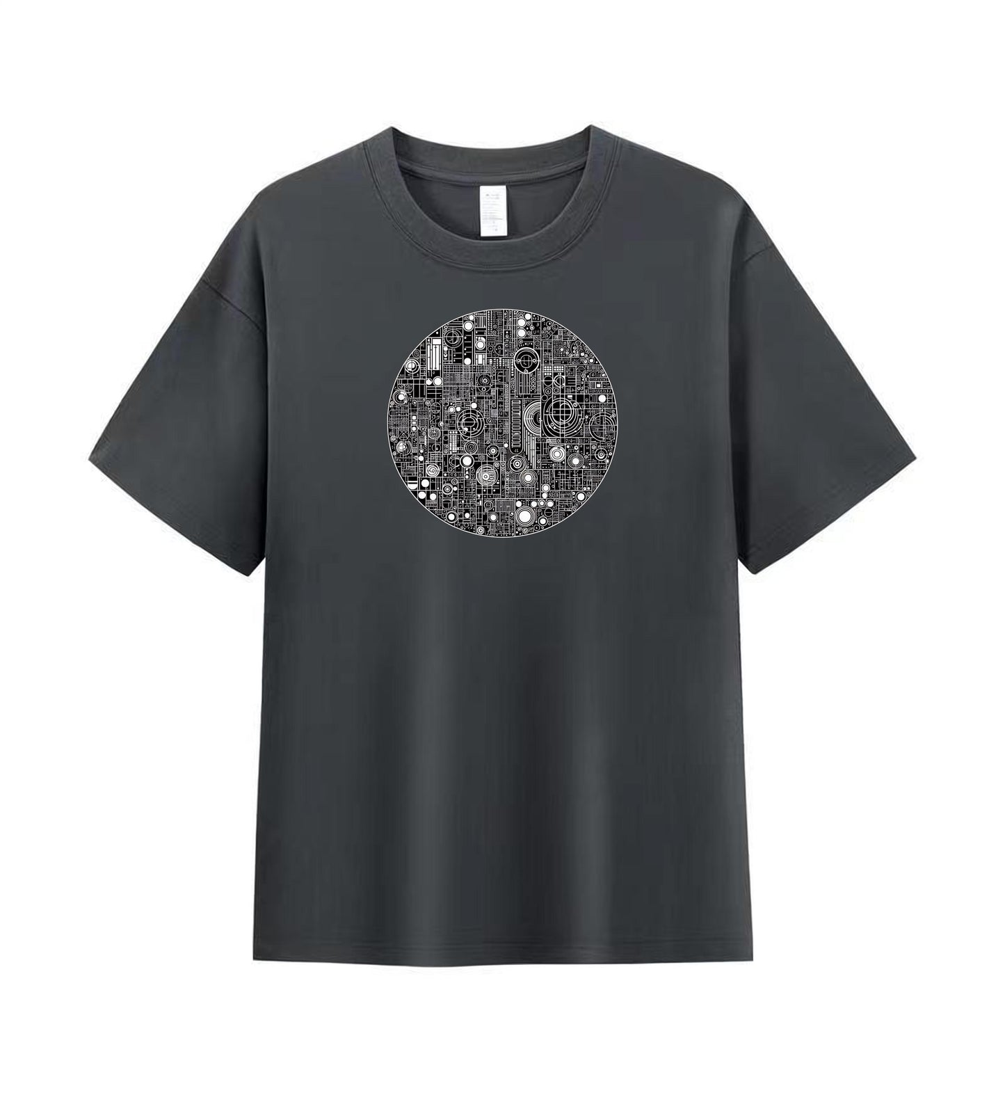 Men's Graphic Tee with Intricate Circular Circuitry Design