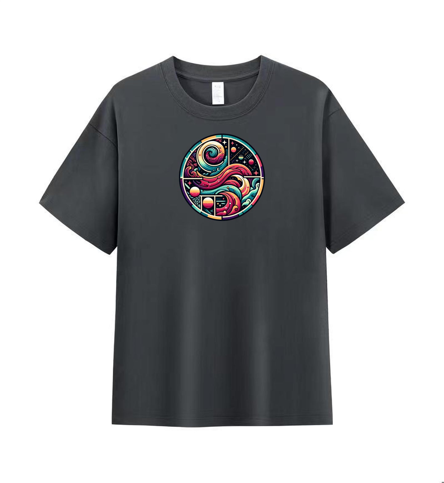 Vibrant Cosmic Wave Men’s 100% Premium Cotton T-Shirt