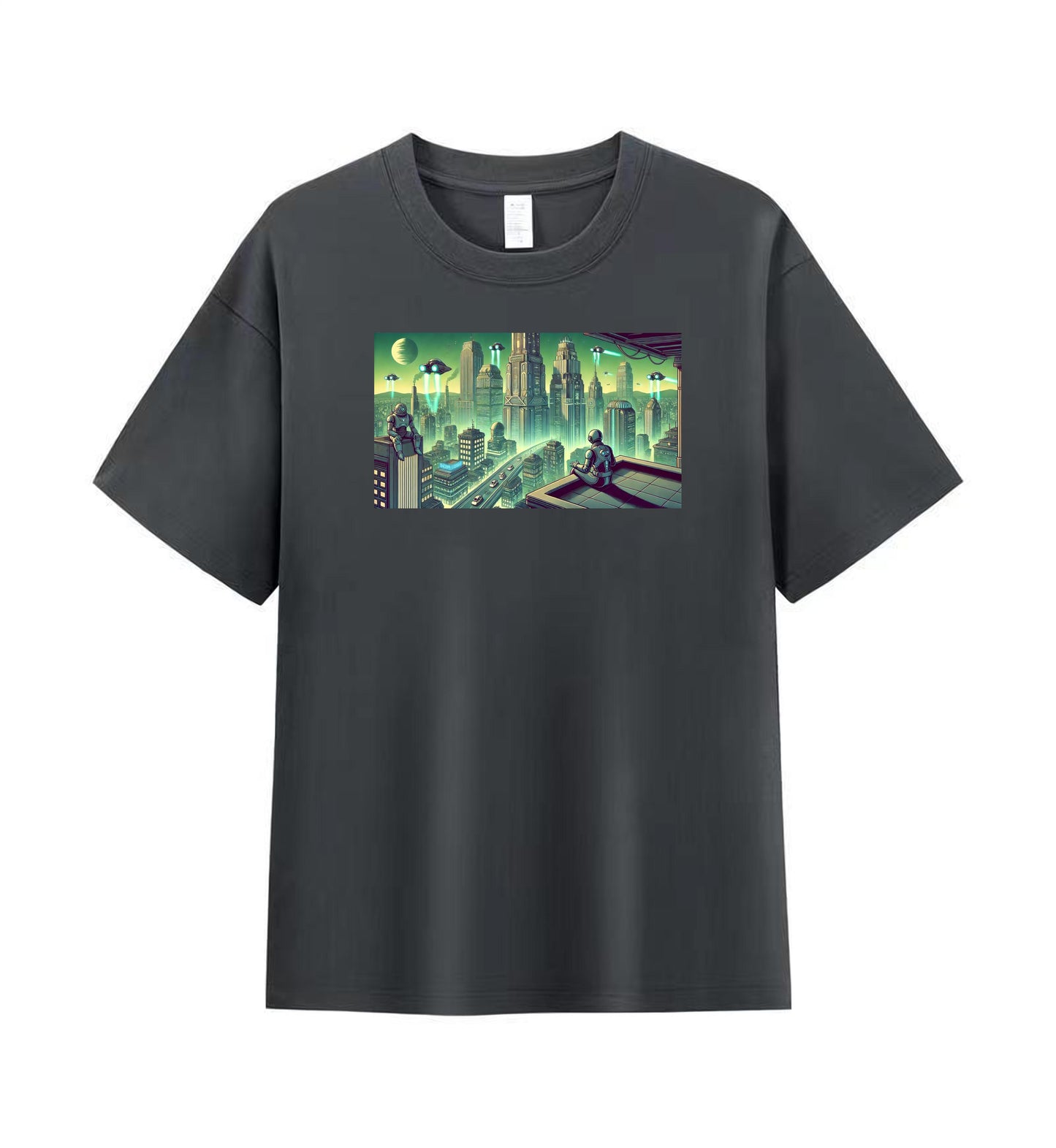 Men's Cyberpunk Skyline Graphic T-shirt