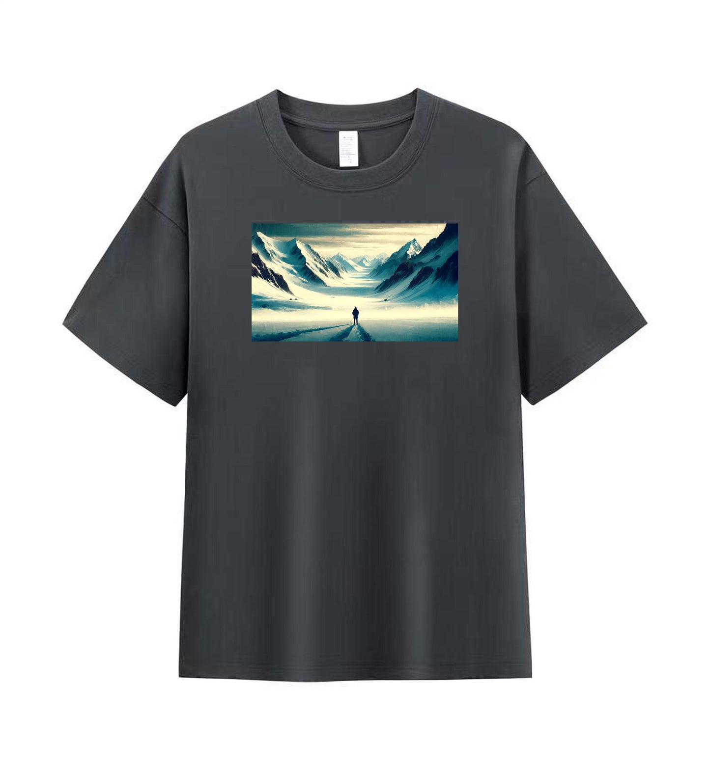 Lone Adventurer in the Snow Men’s 100% Premium Cotton T-Shirt