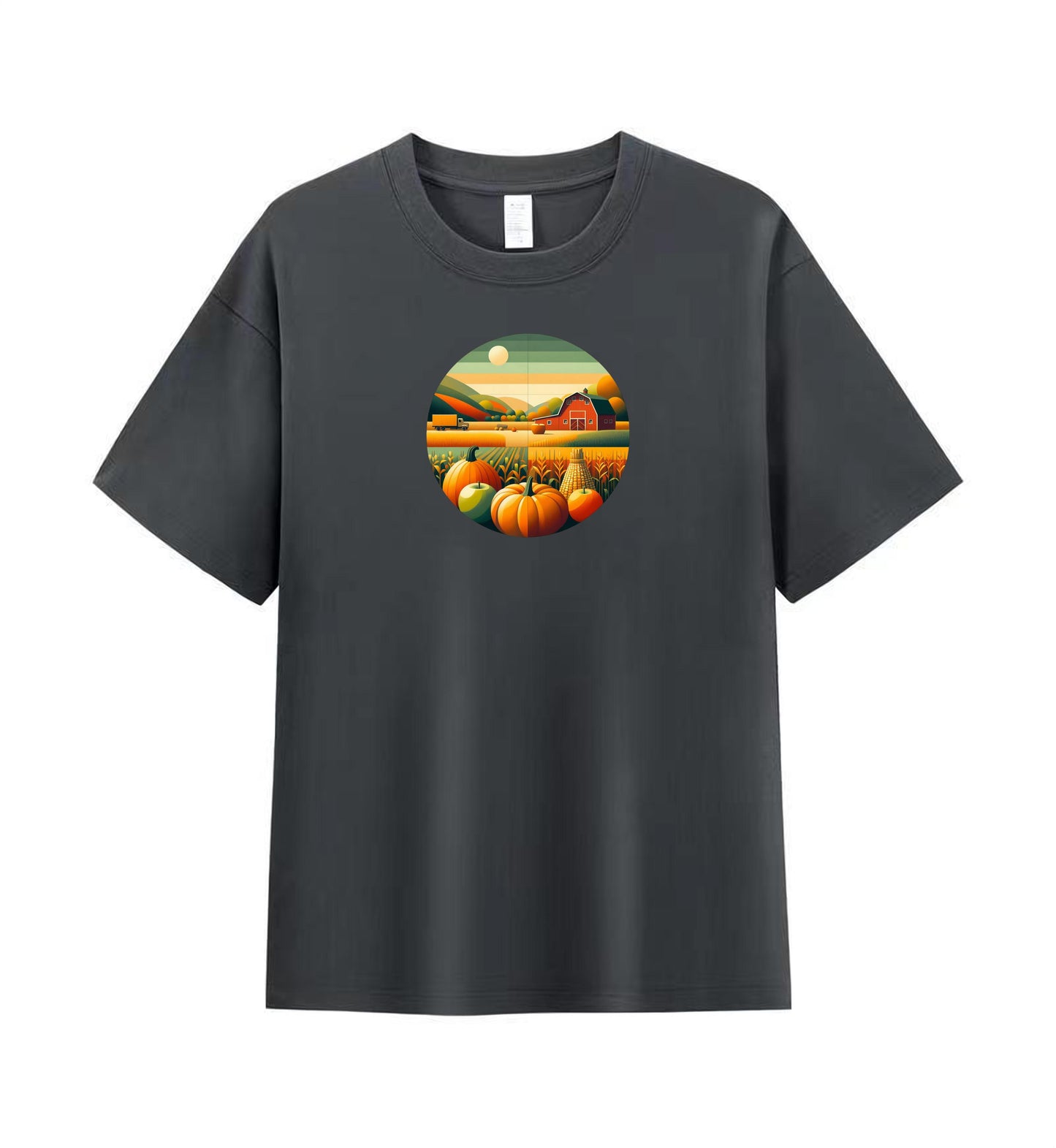 Men's Cotton T-Shirt with Artistic Pumpkin Patch Design