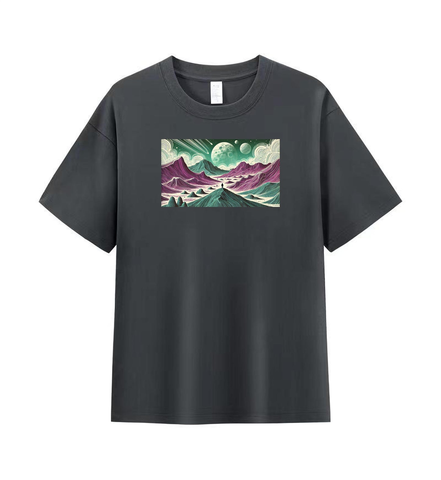 Mountain and Planets Artwork Men’s Premium Cotton T-shirt