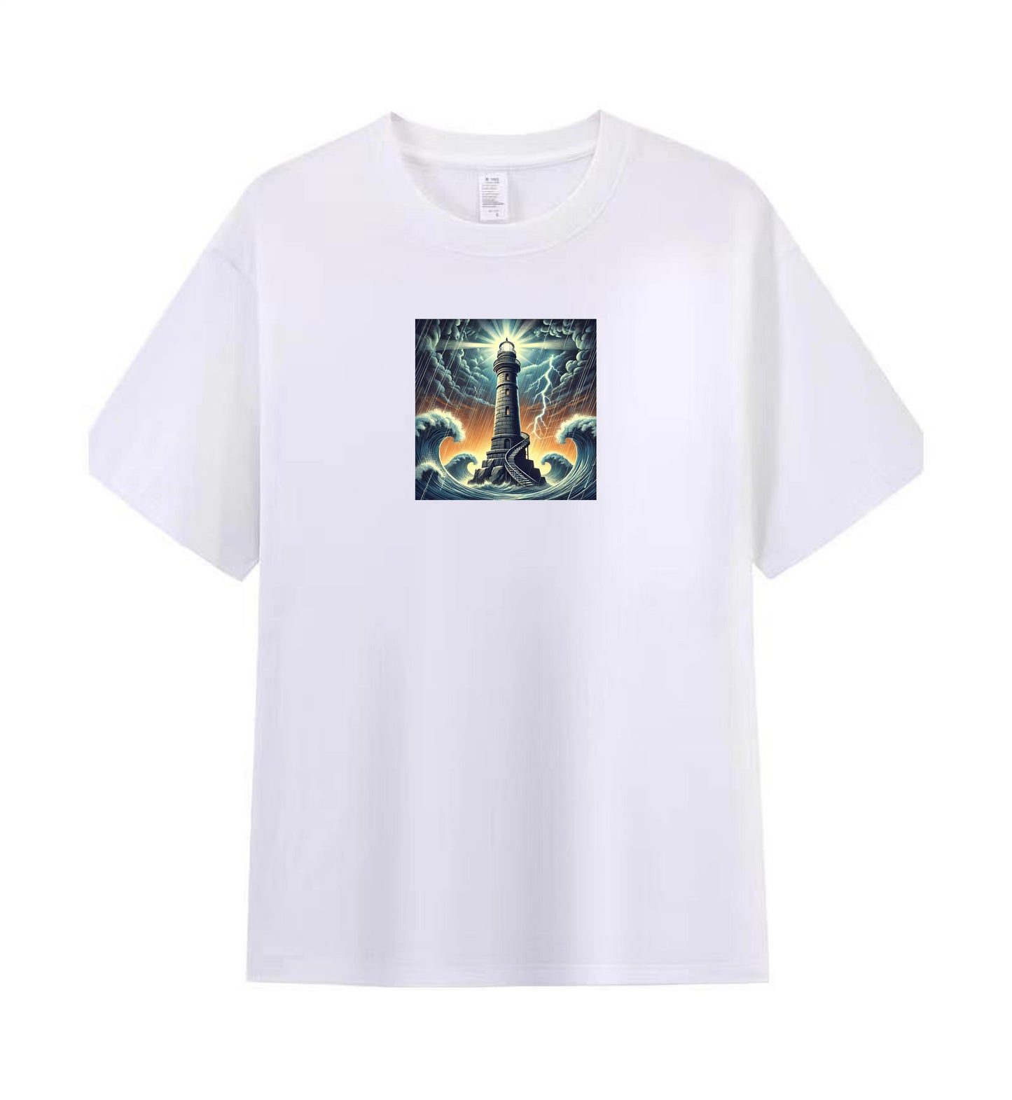 Lighthouse in the Storm Men's Premium Cotton Tee