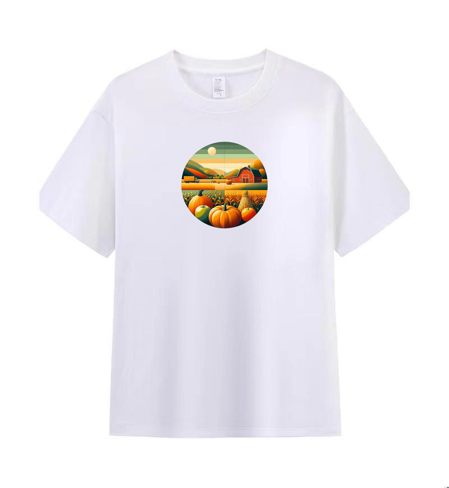 Men's Cotton T-Shirt with Artistic Pumpkin Patch Design