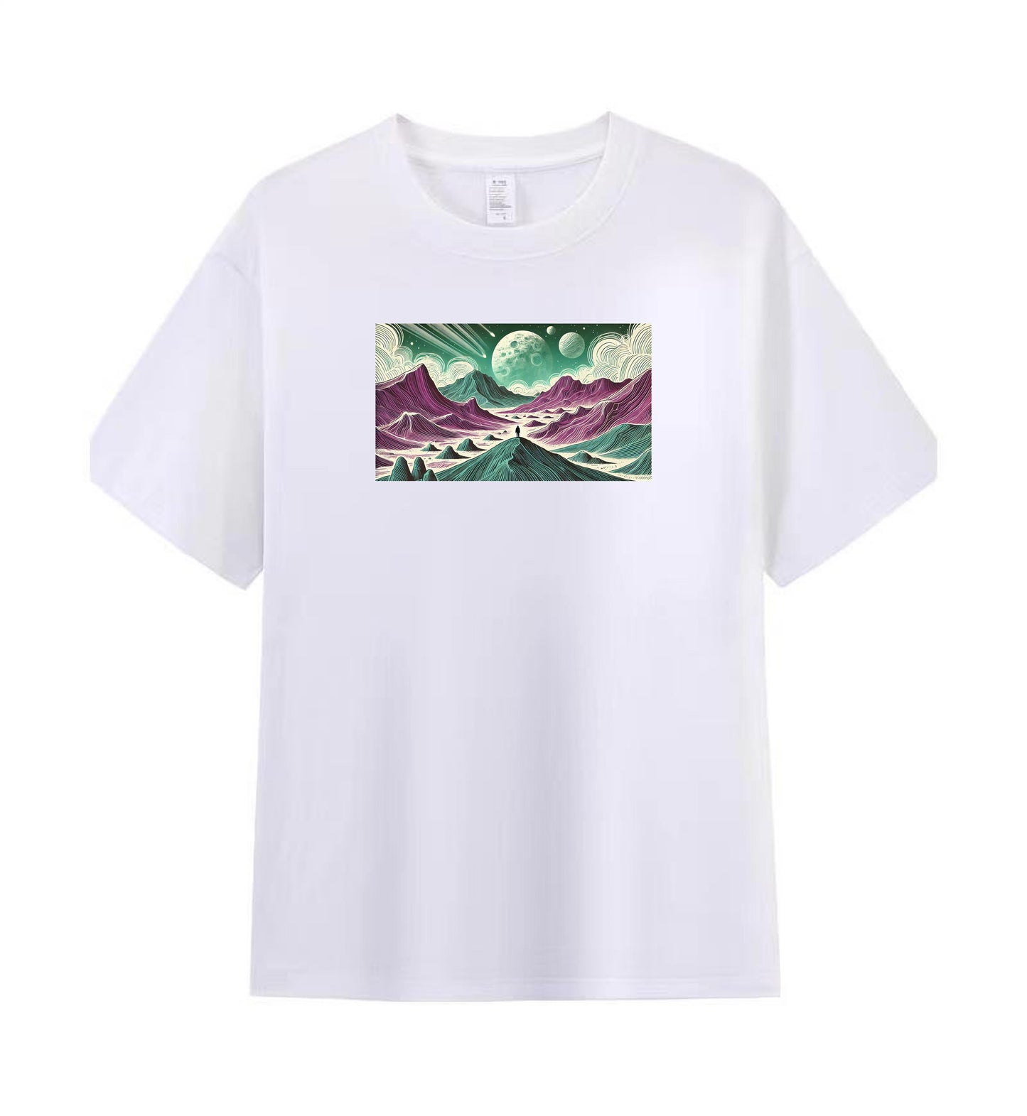 Mountain and Planets Artwork Men’s Premium Cotton T-shirt