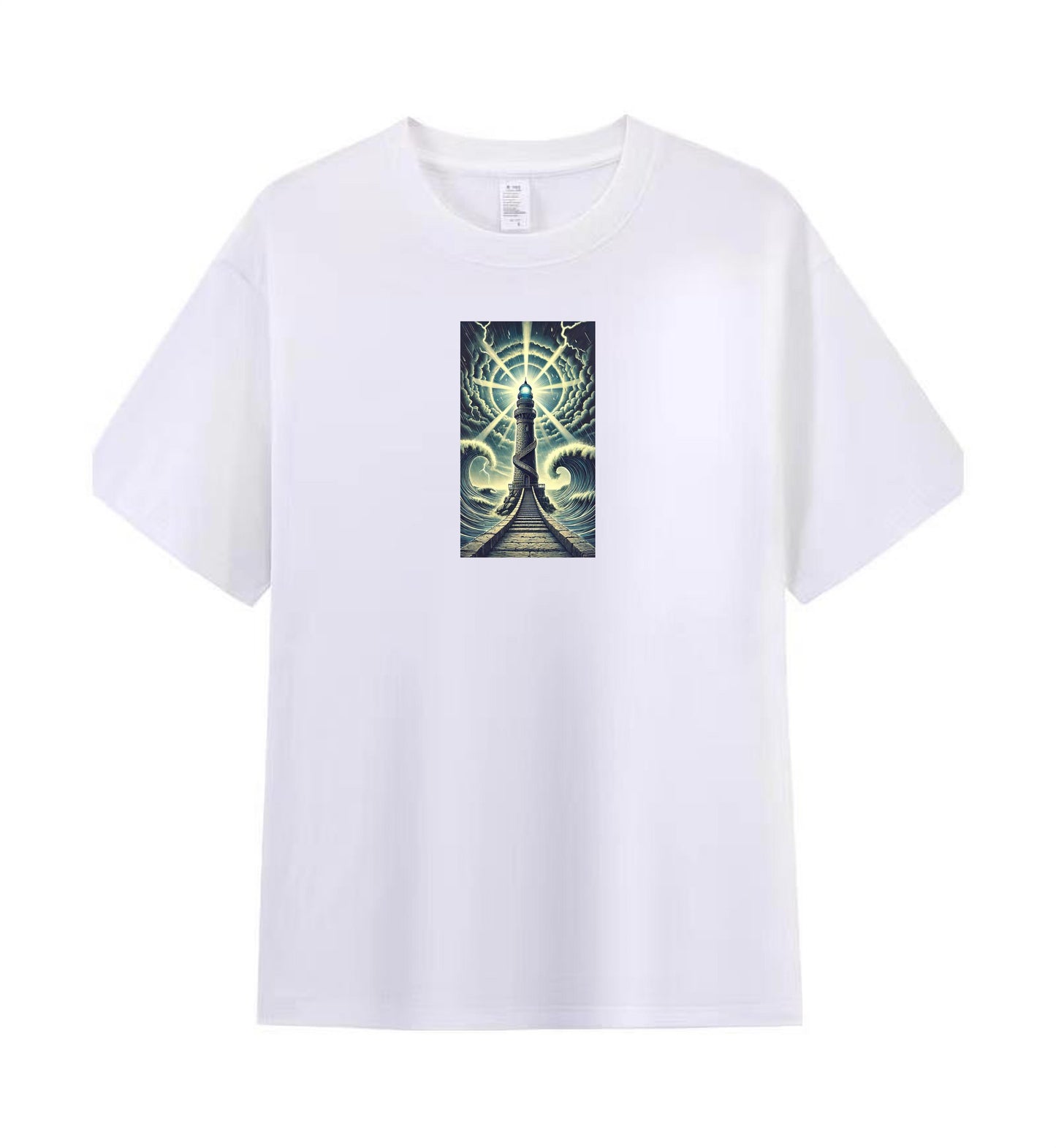 100% Cotton Men's Tee with Unique Lighthouse Artwork