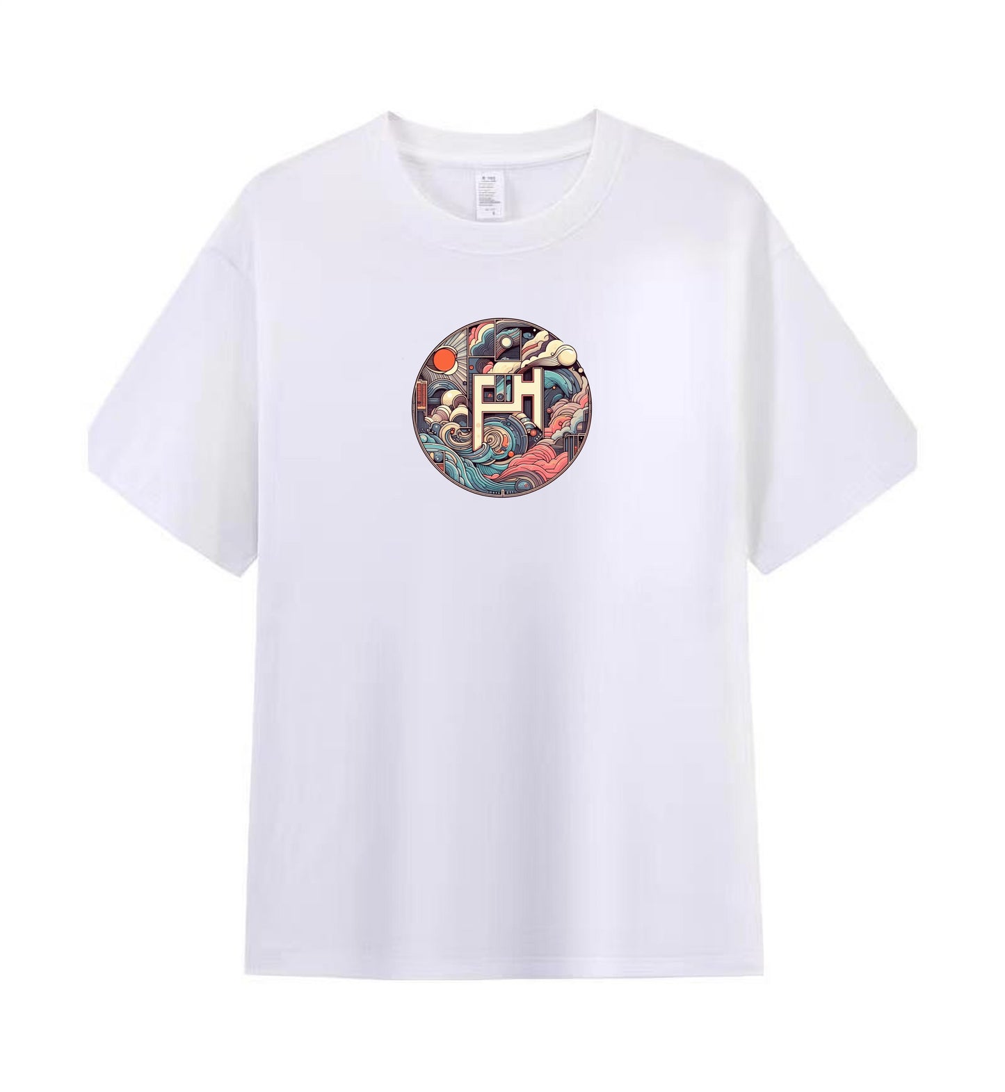 Men’s 100% Cotton T-Shirt with Bold Geometric Wave Artwork