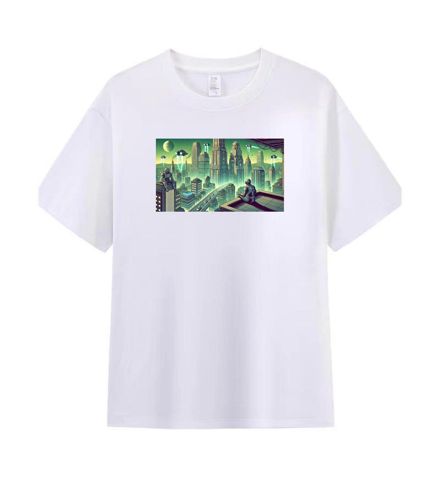 Men's Cyberpunk Skyline Graphic T-shirt