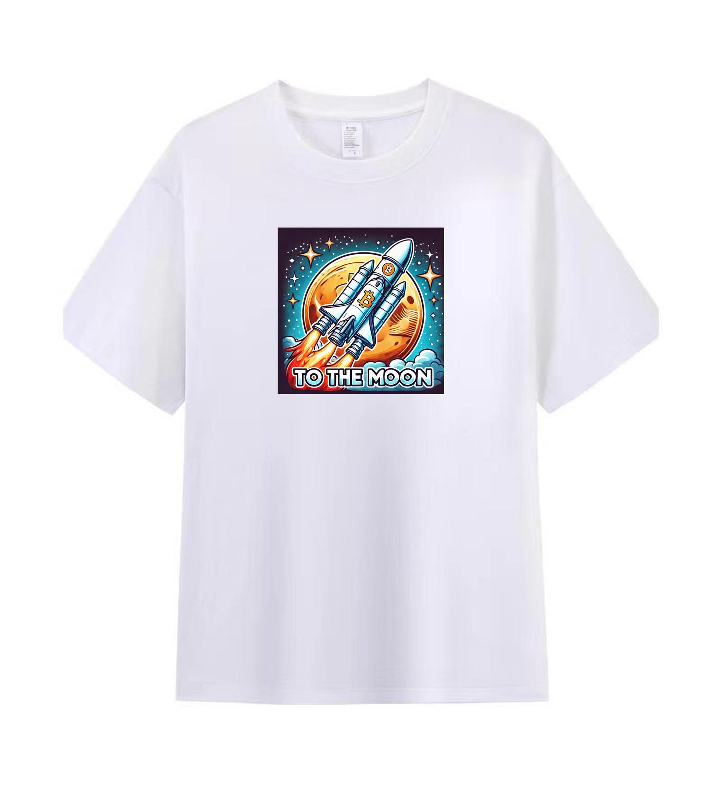 Bitcoin to the Moon Rocket Men's Cotton Tee