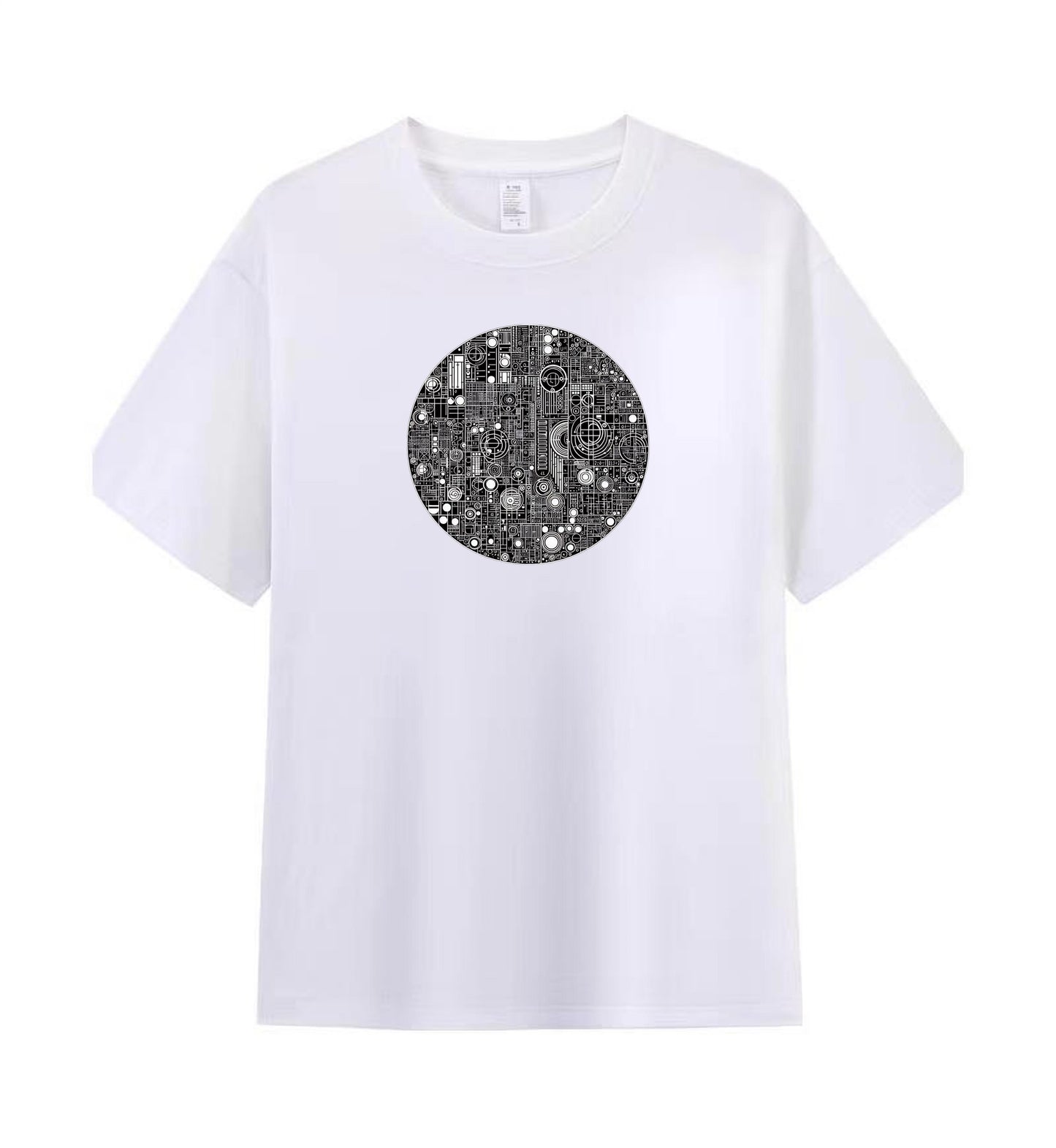 Men's Graphic Tee with Intricate Circular Circuitry Design