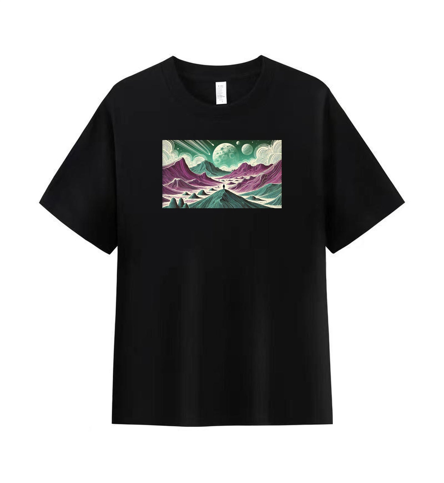 Mountain and Planets Artwork Men’s Premium Cotton T-shirt