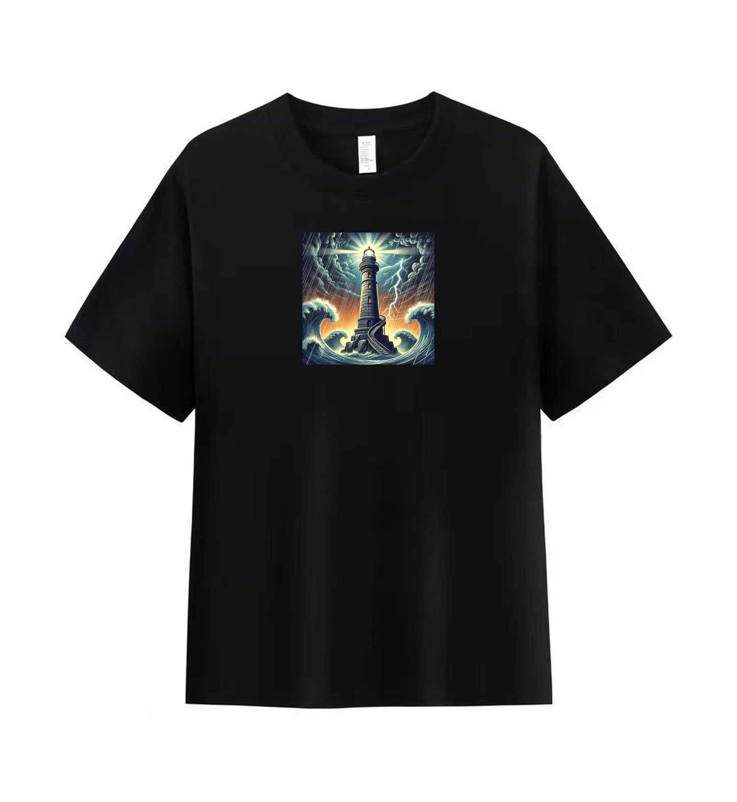 Lighthouse in the Storm Men's Premium Cotton Tee