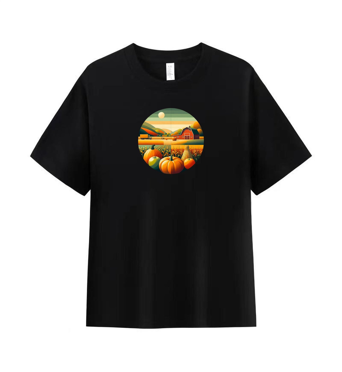 Men's Cotton T-Shirt with Artistic Pumpkin Patch Design