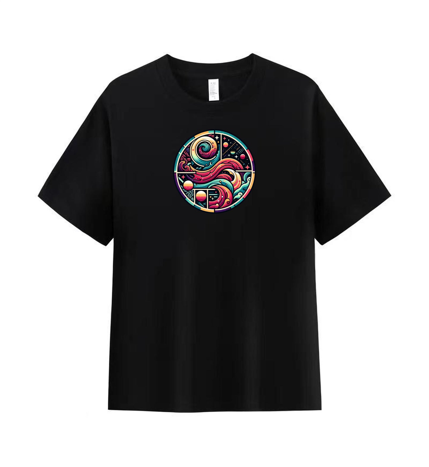 Vibrant Cosmic Wave Men’s 100% Premium Cotton T-Shirt