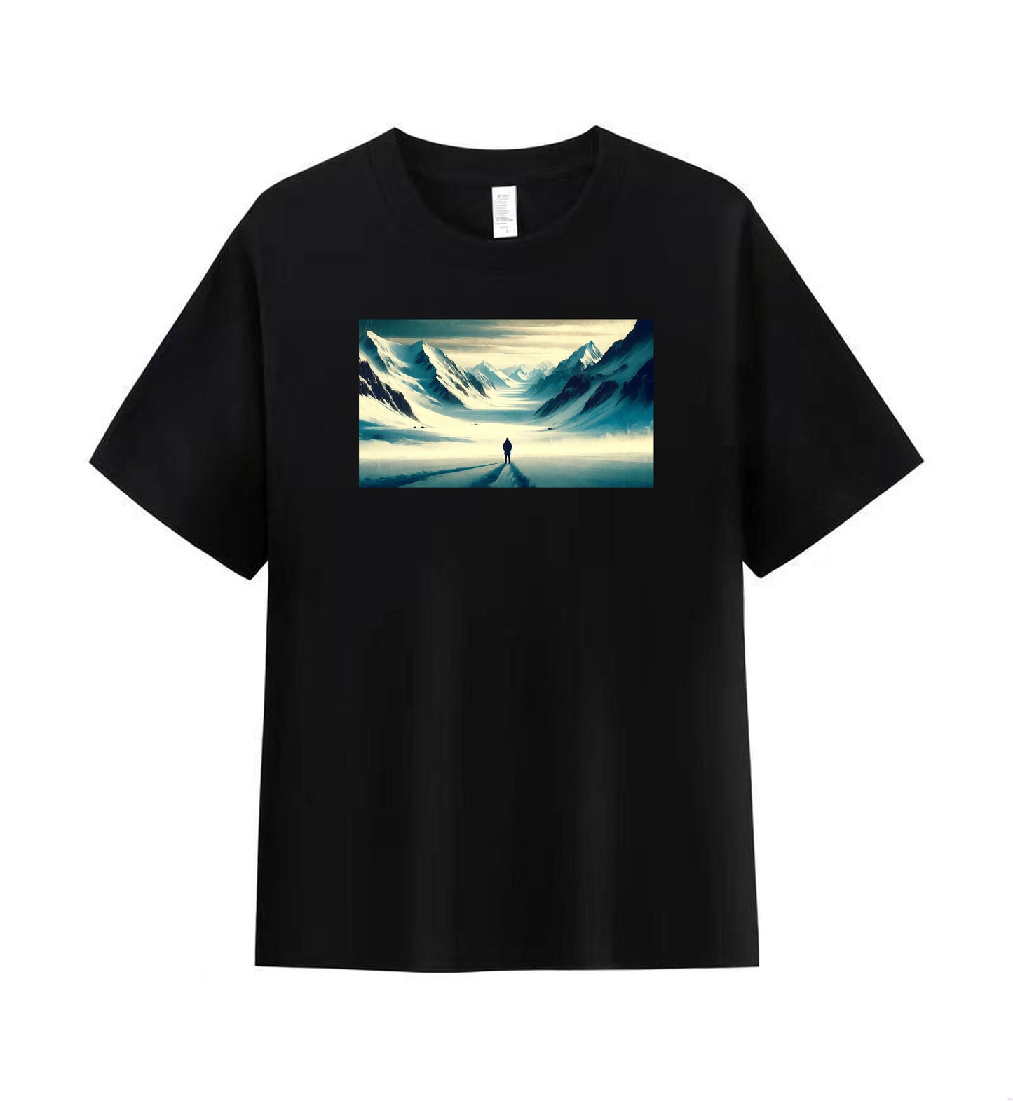 Lone Adventurer in the Snow Men’s 100% Premium Cotton T-Shirt