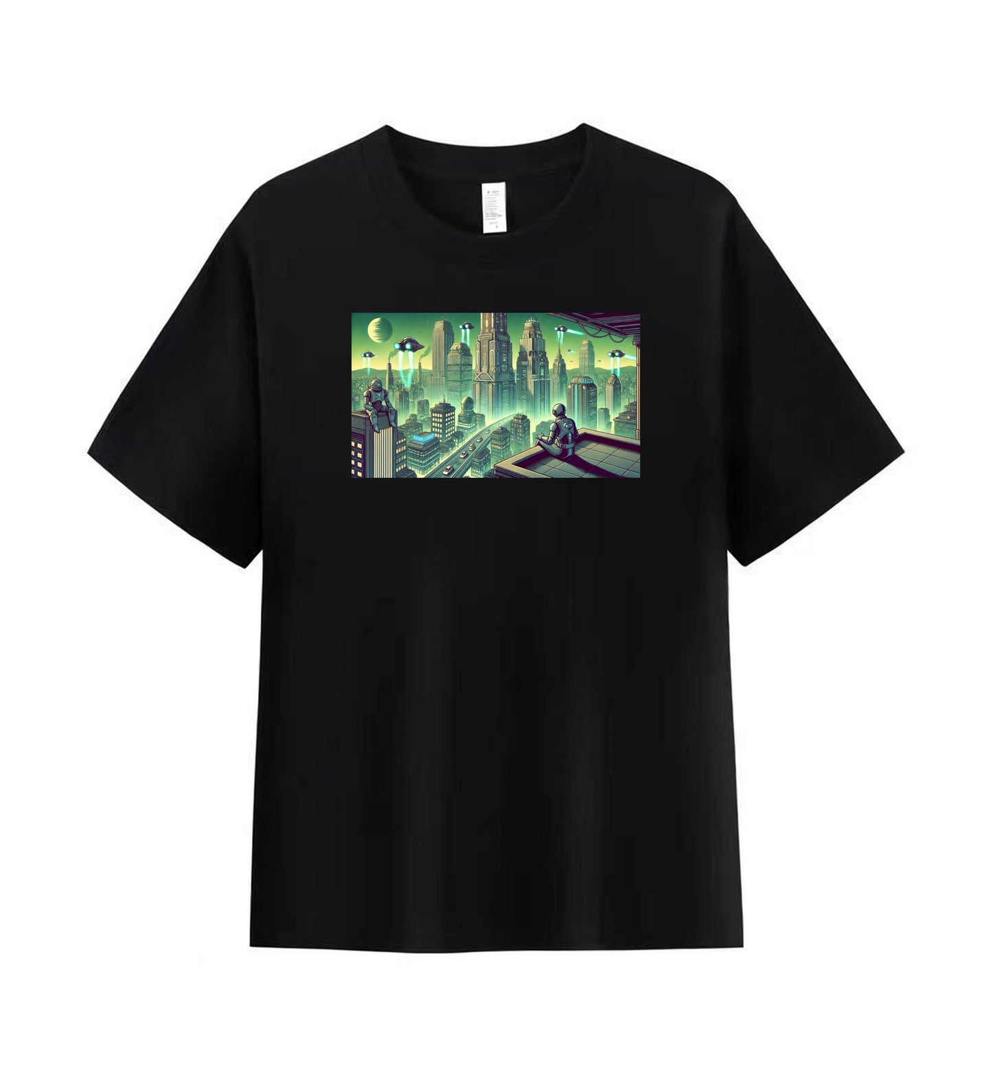 Men's Cyberpunk Skyline Graphic T-shirt