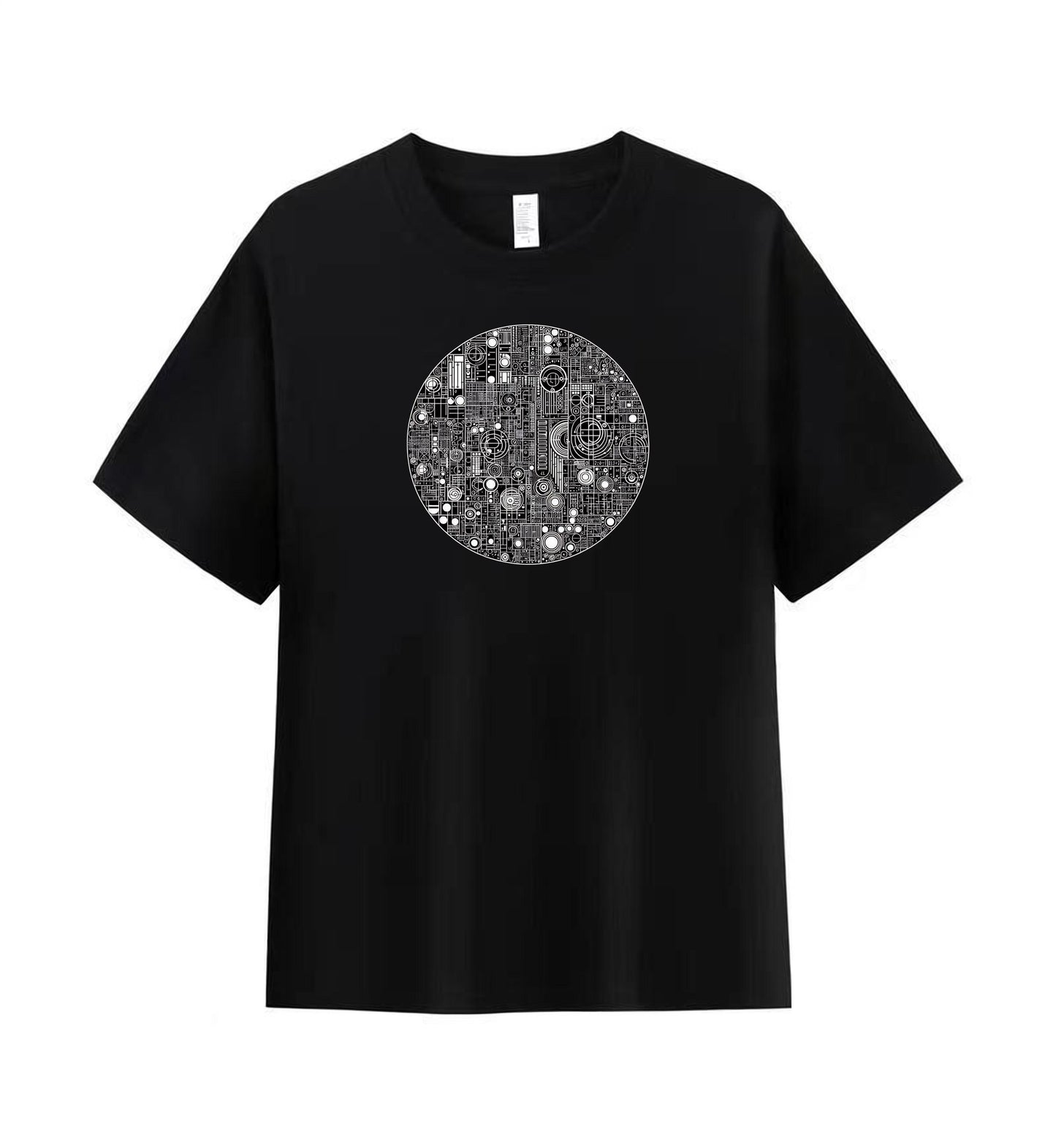 Men's Graphic Tee with Intricate Circular Circuitry Design