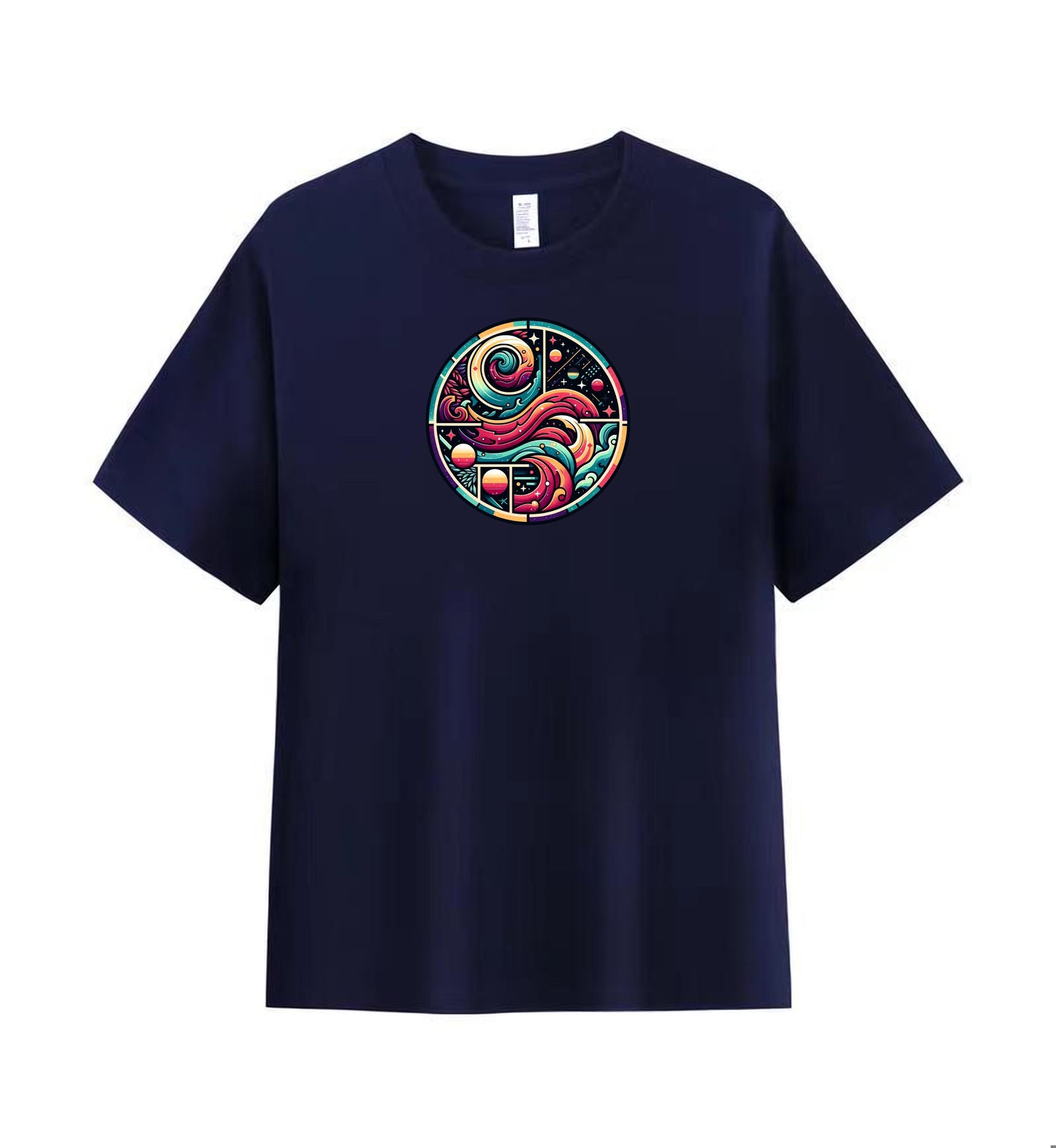 Vibrant Cosmic Wave Men’s 100% Premium Cotton T-Shirt