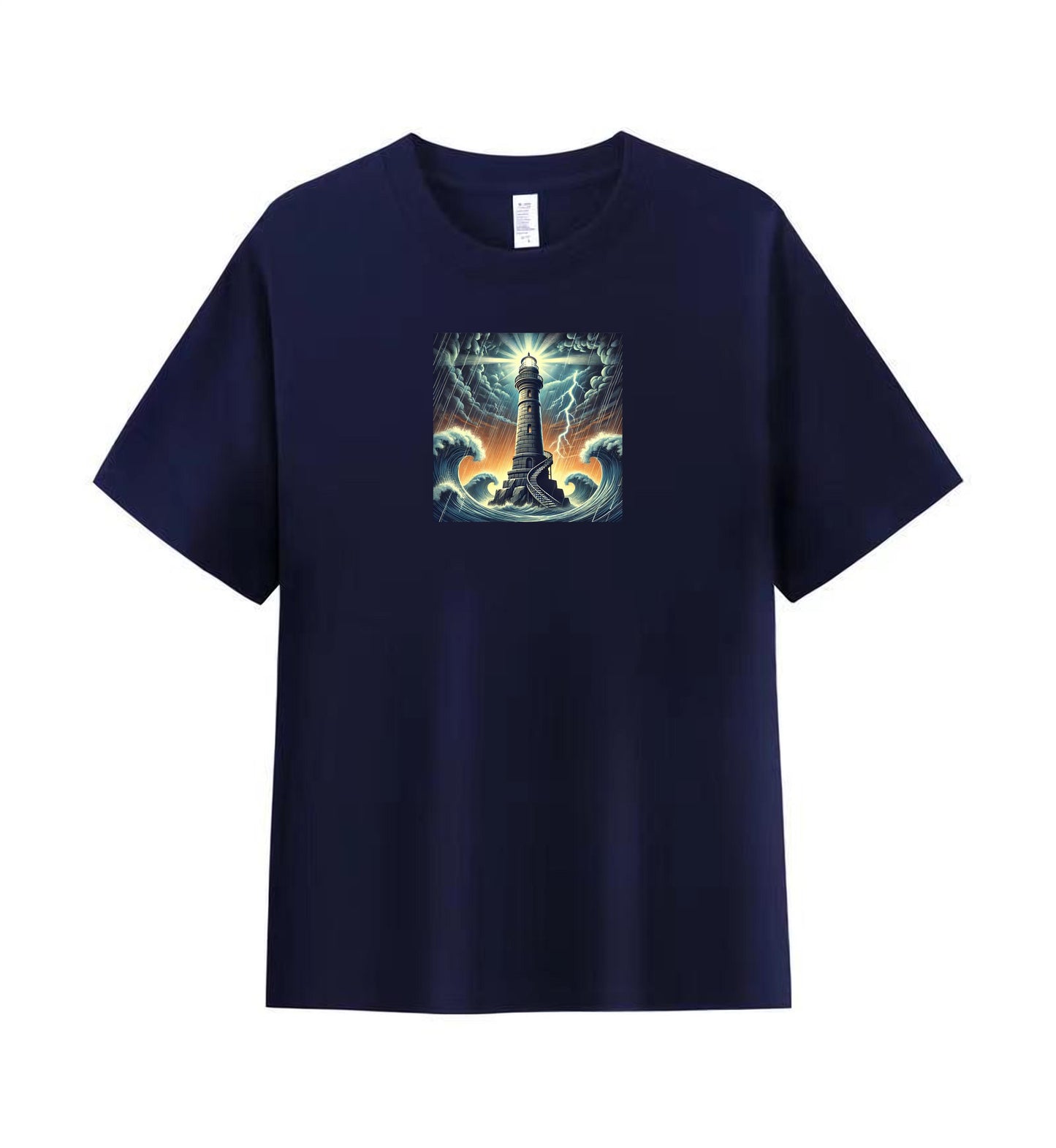 Lighthouse in the Storm Men's Premium Cotton Tee