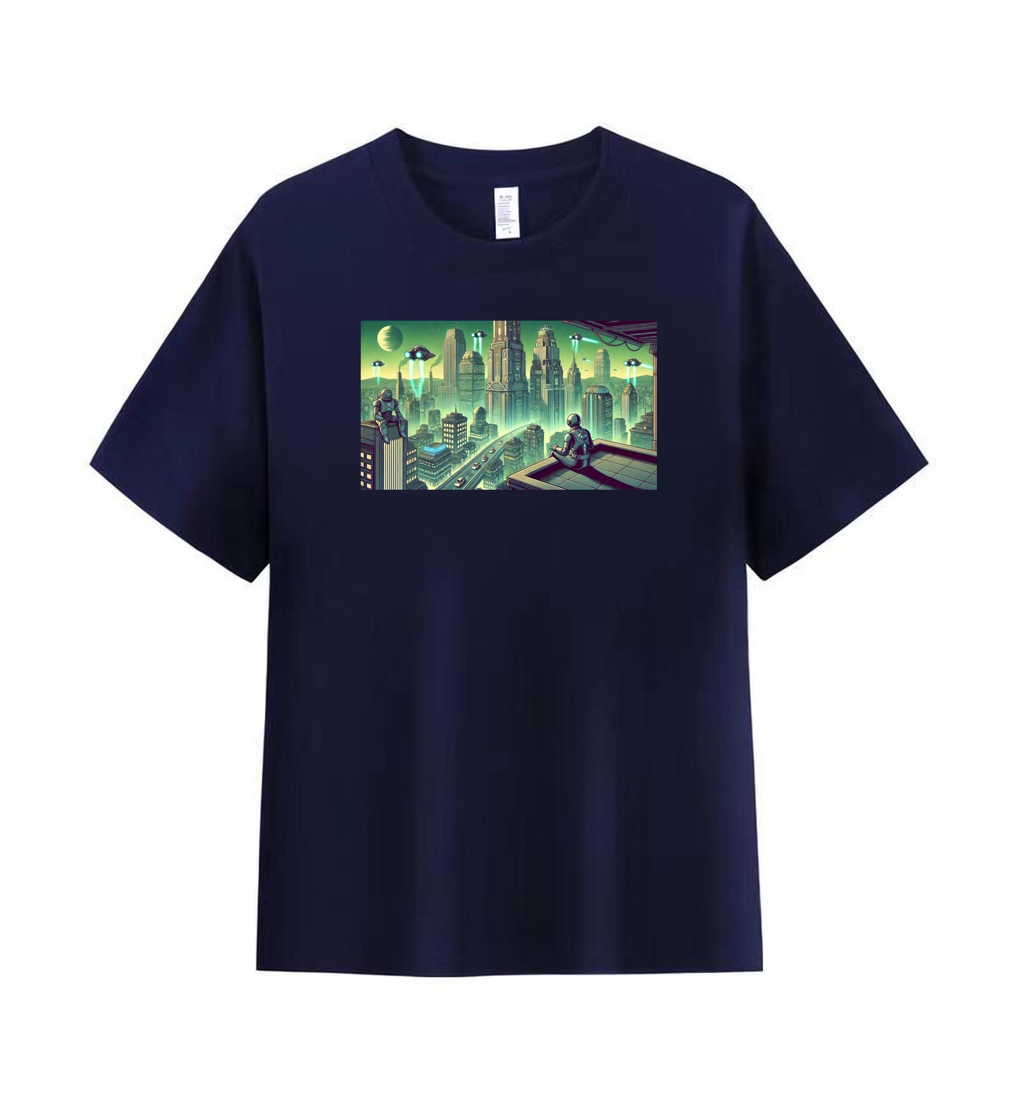 Men's Cyberpunk Skyline Graphic T-shirt