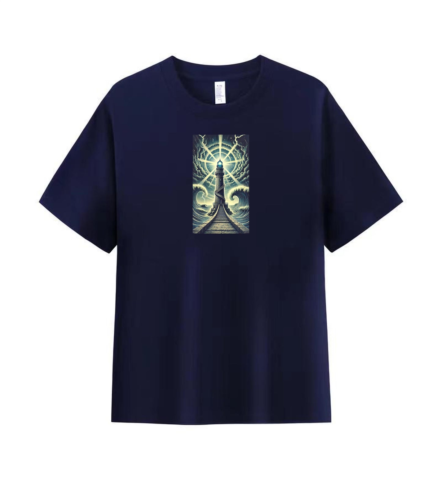 100% Cotton Men's Tee with Unique Lighthouse Artwork