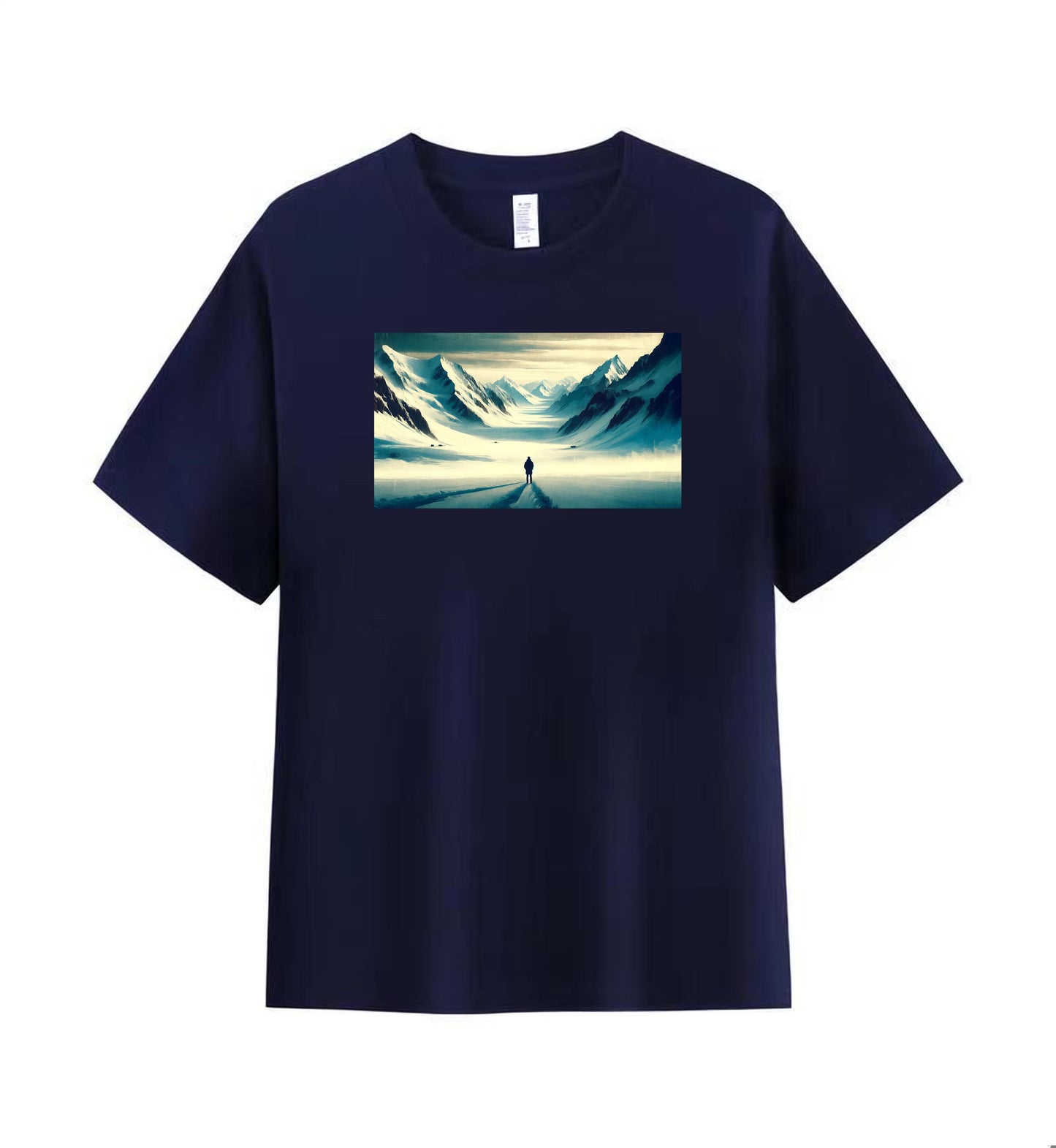 Lone Adventurer in the Snow Men’s 100% Premium Cotton T-Shirt