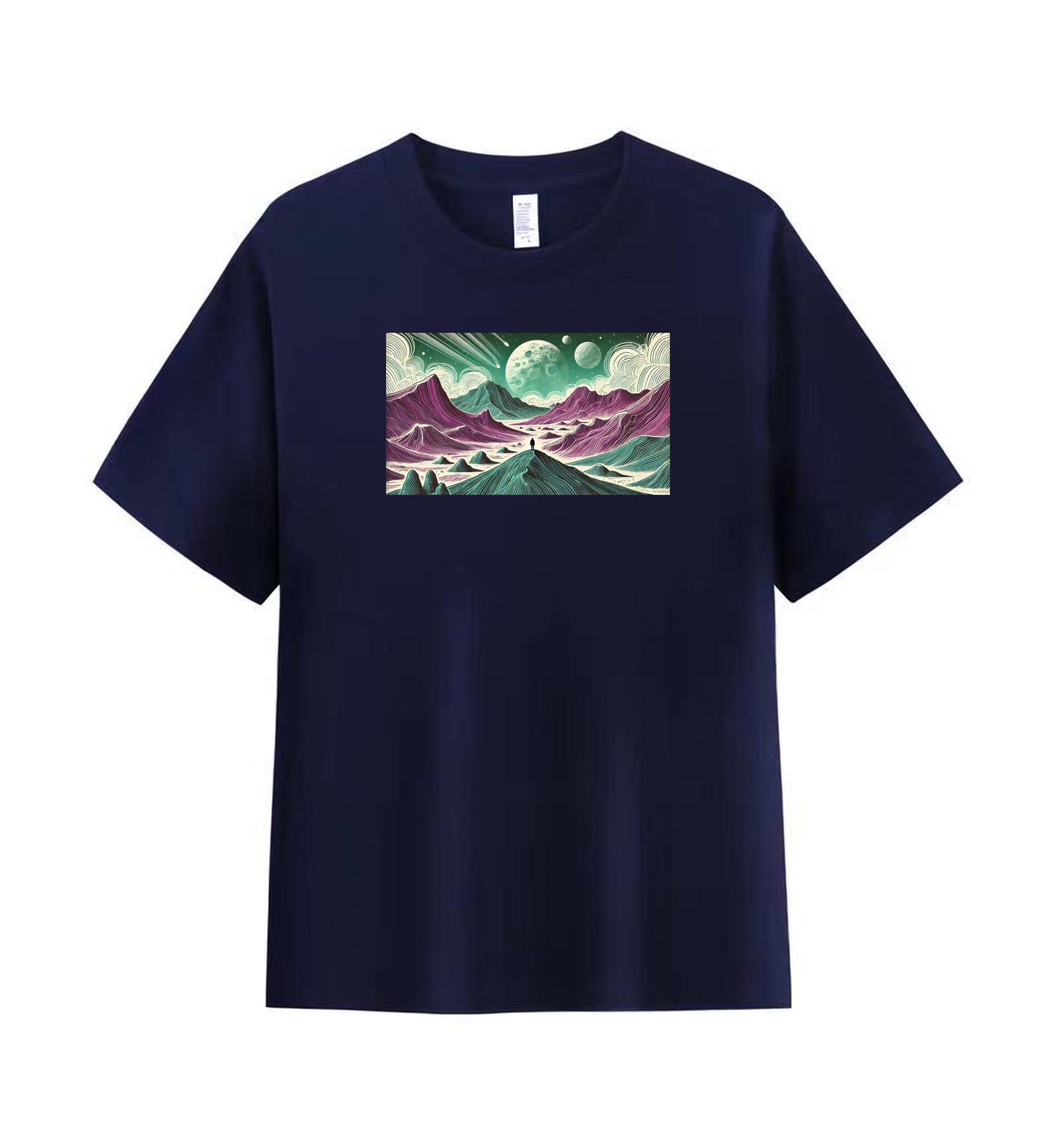 Mountain and Planets Artwork Men’s Premium Cotton T-shirt