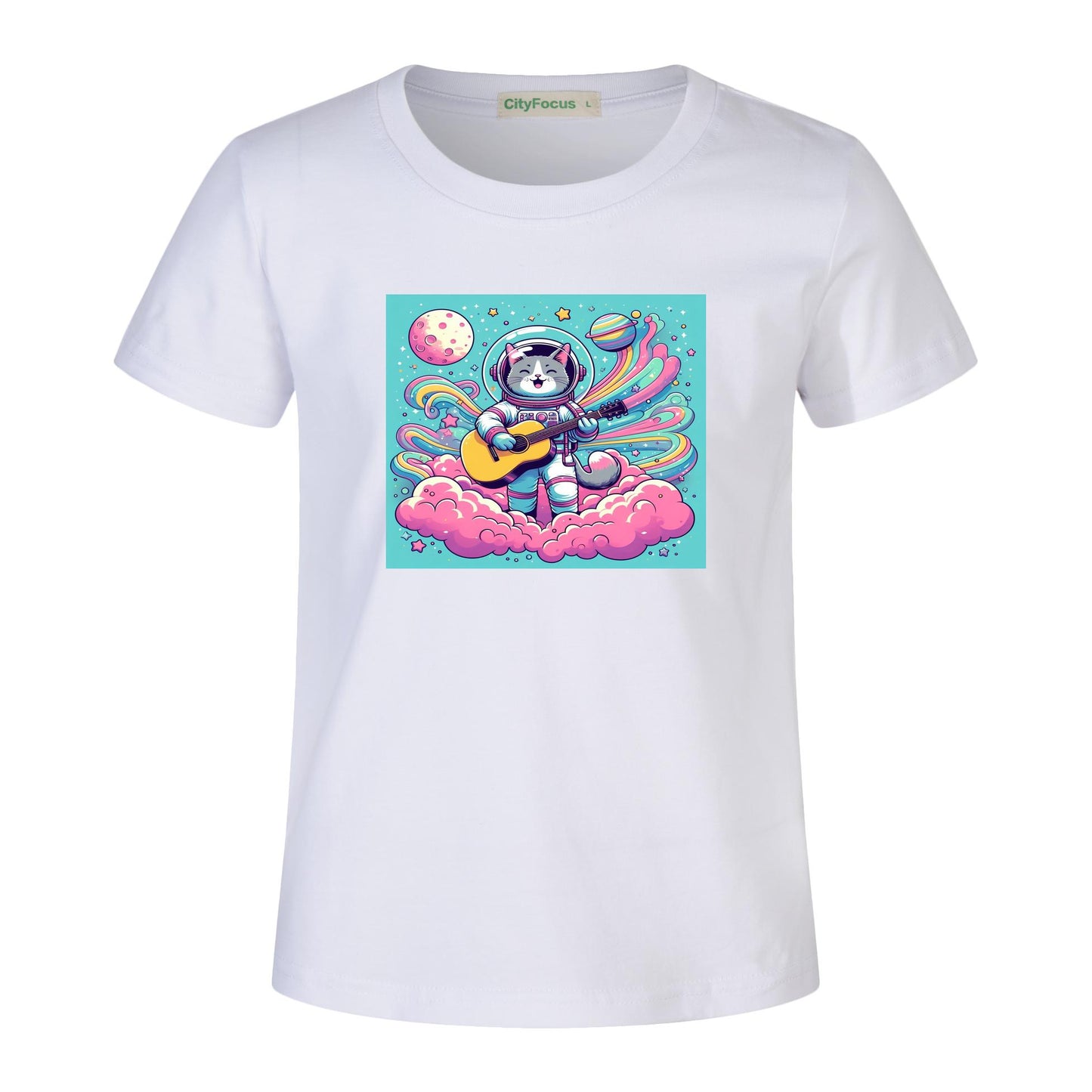 Cosmic Kitty Astronaut Kids T-Shirt 100% cotton 11 - Fun and Out-of-This-World