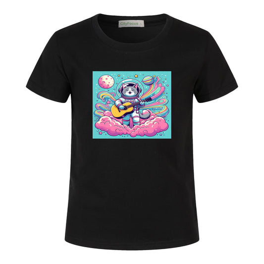 Cosmic Kitty Astronaut Kids T-Shirt 100% cotton 11 - Fun and Out-of-This-World