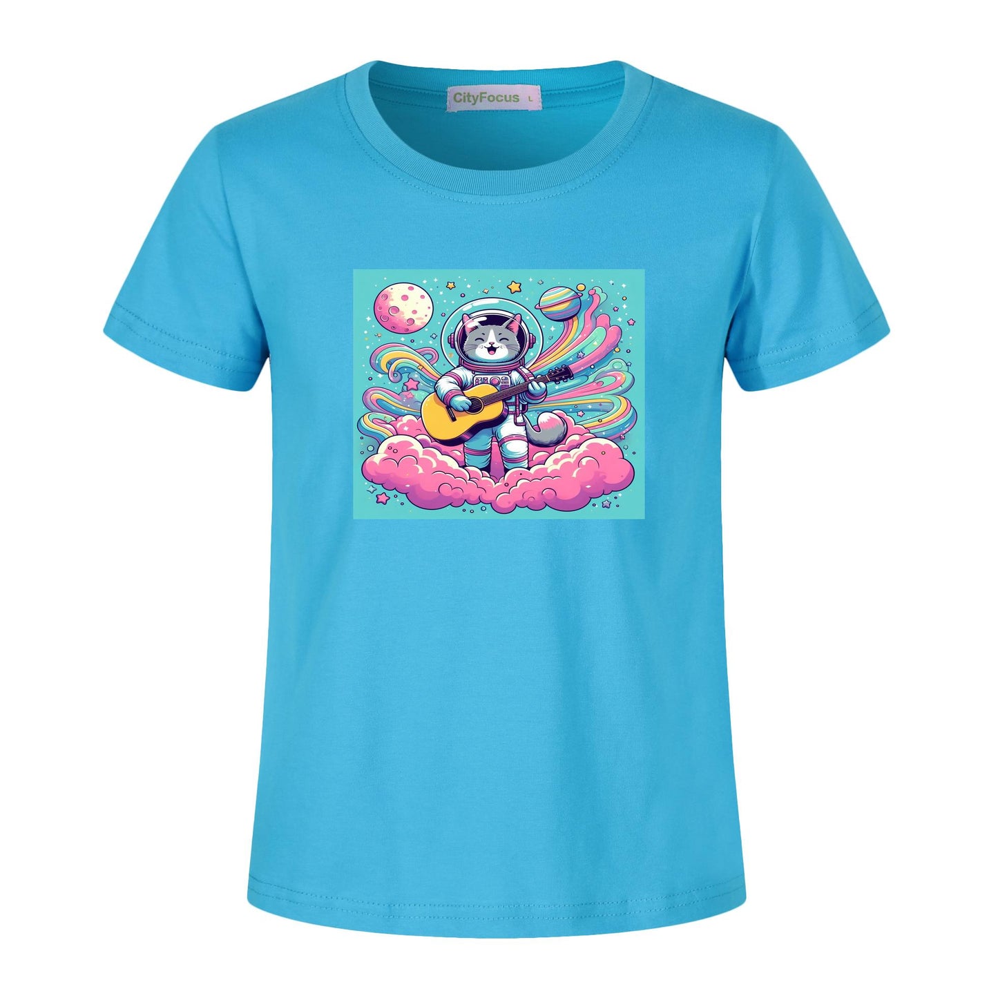 Cosmic Kitty Astronaut Kids T-Shirt 100% cotton 11 - Fun and Out-of-This-World