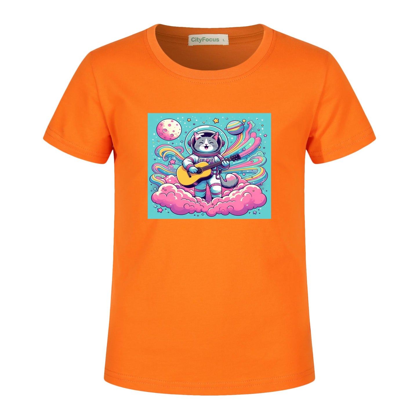 Cosmic Kitty Astronaut Kids T-Shirt 100% cotton 11 - Fun and Out-of-This-World