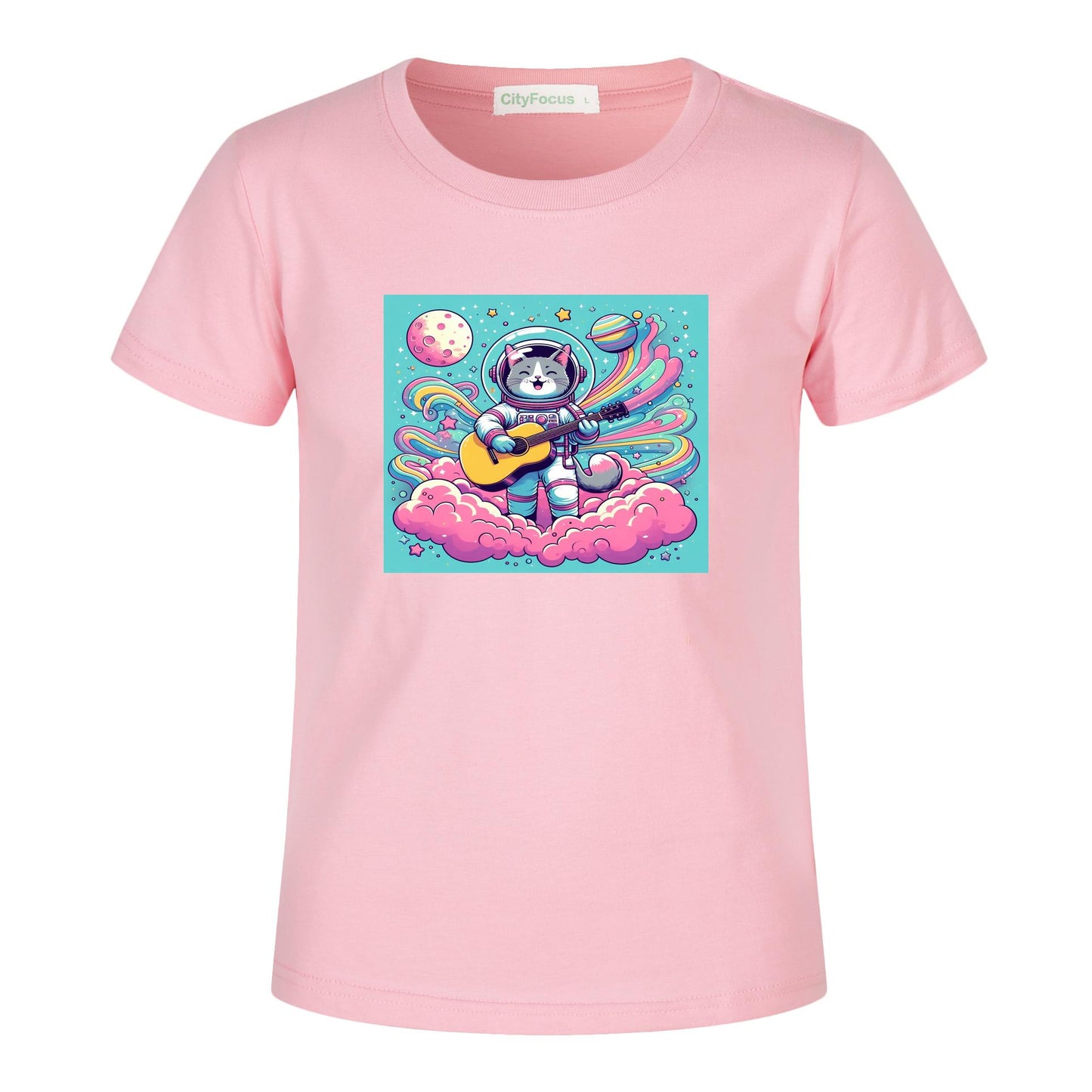 Cosmic Kitty Astronaut Kids T-Shirt 100% cotton 11 - Fun and Out-of-This-World